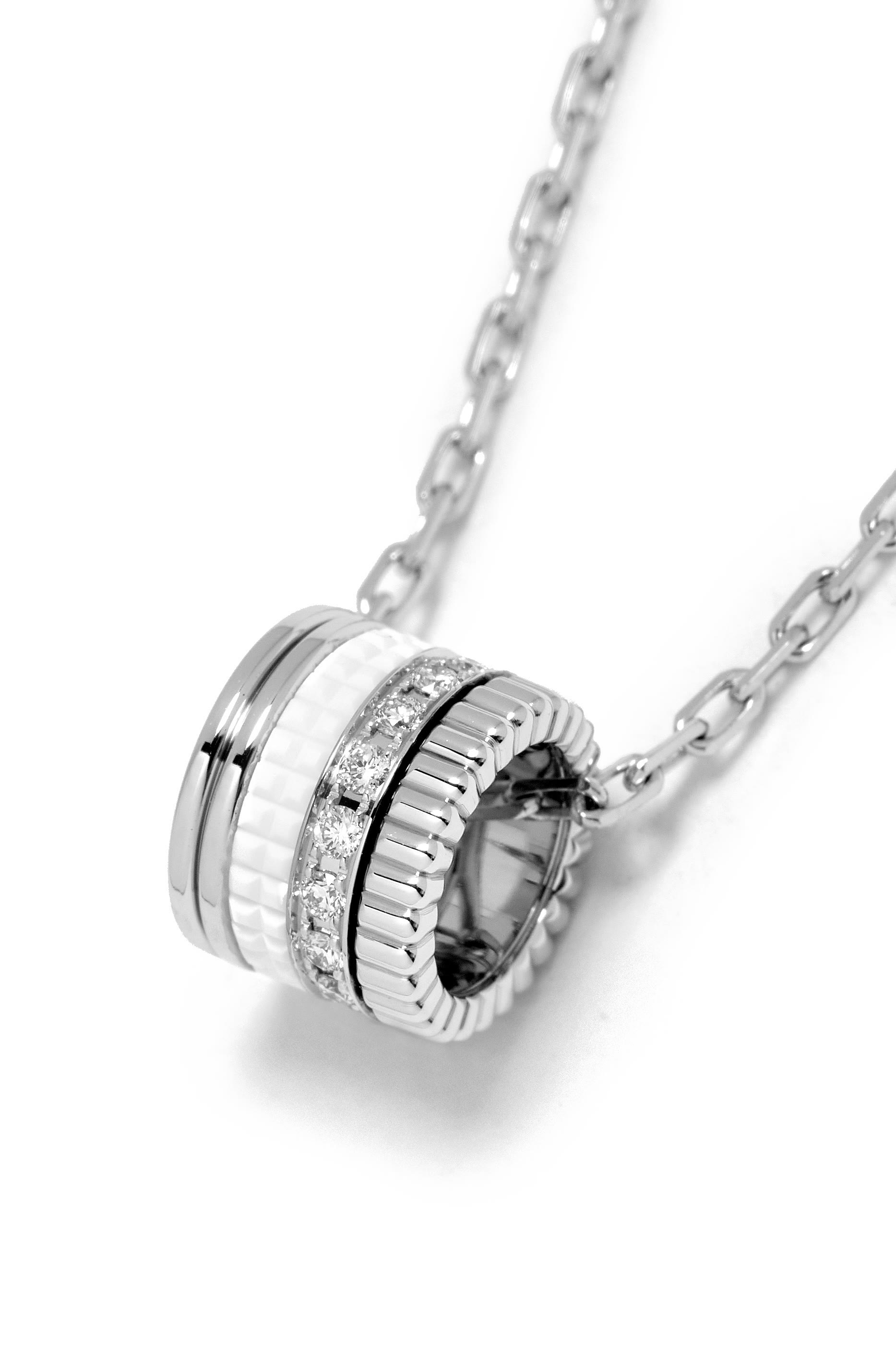 Quatre Double White Edition Large Pendant Necklace, 18k White Gold & Diamonds