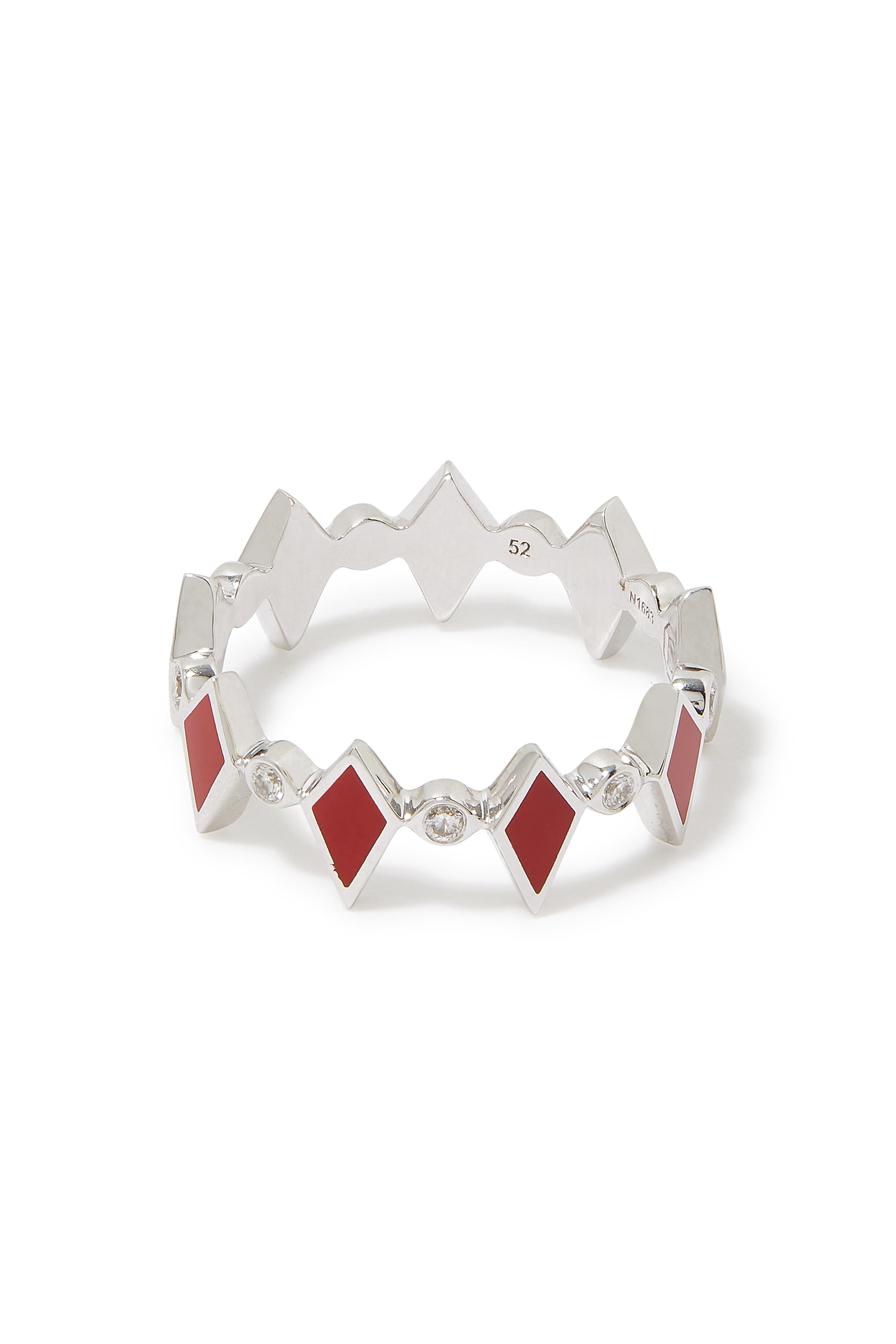 Mosaic Ring, 18k White Gold & Diamonds, Enamel