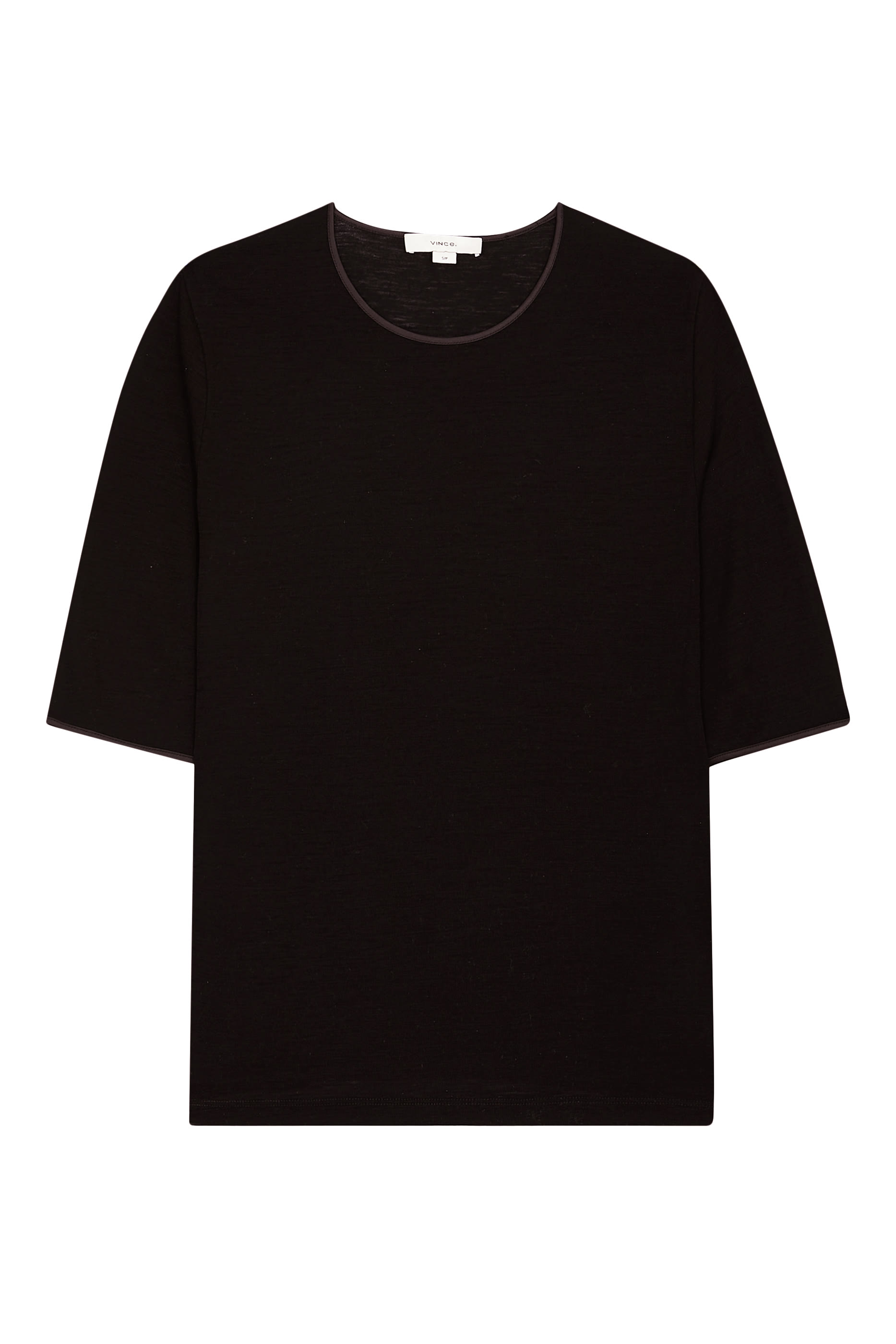 Satin-Trim Wool Elbow-Sleeve T-Shirt 