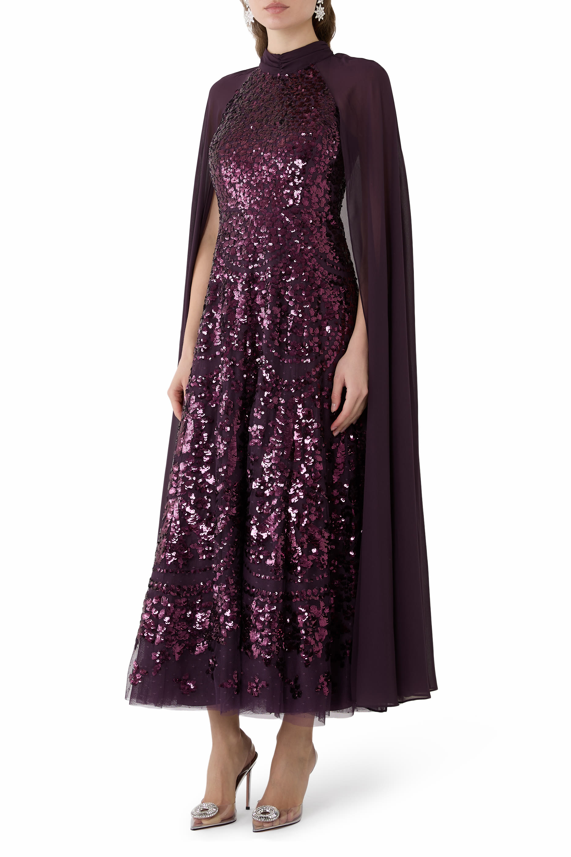 Chandelier Cape Ankle Gown