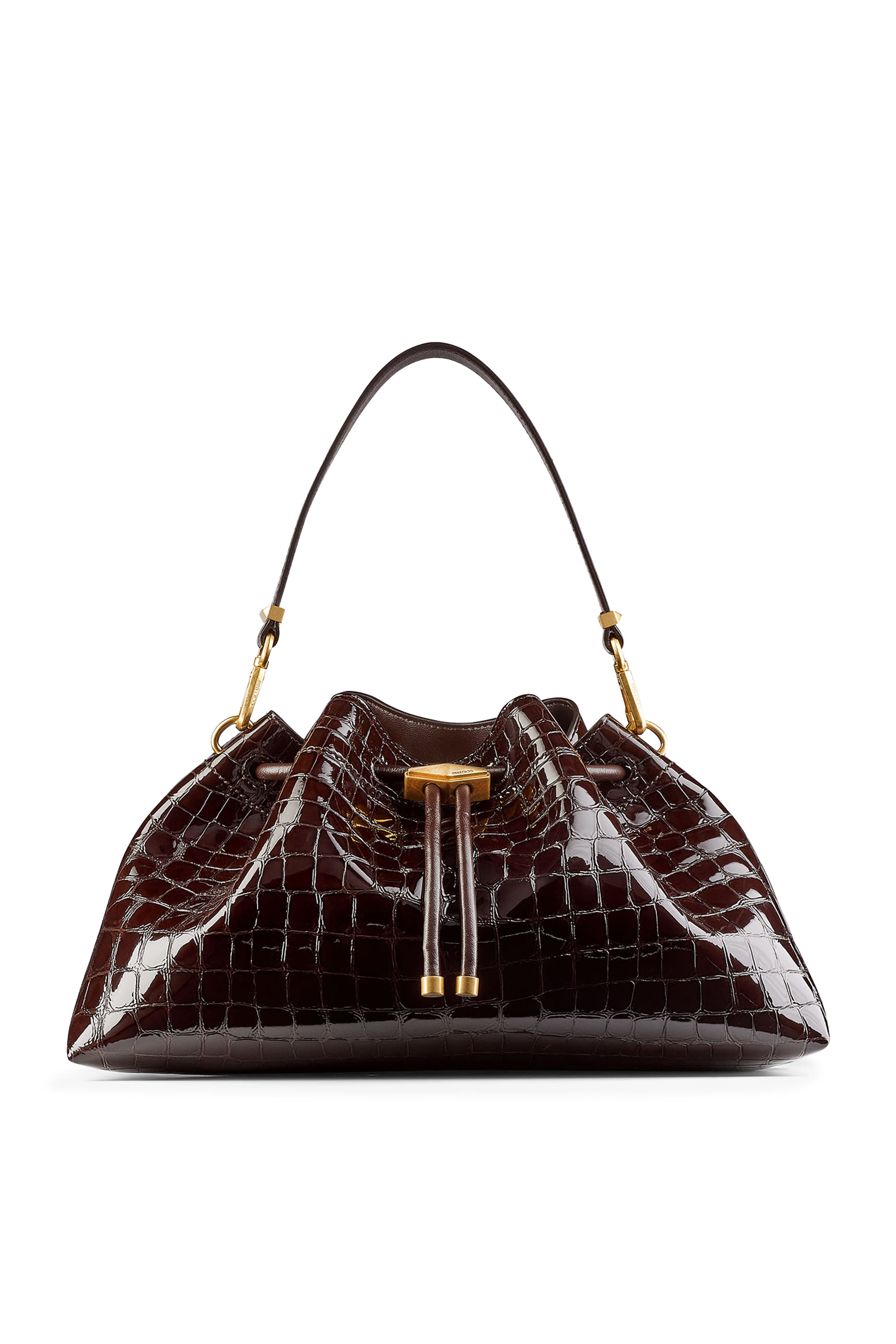 Cinch Croc-Embossed Medium Leather Bag