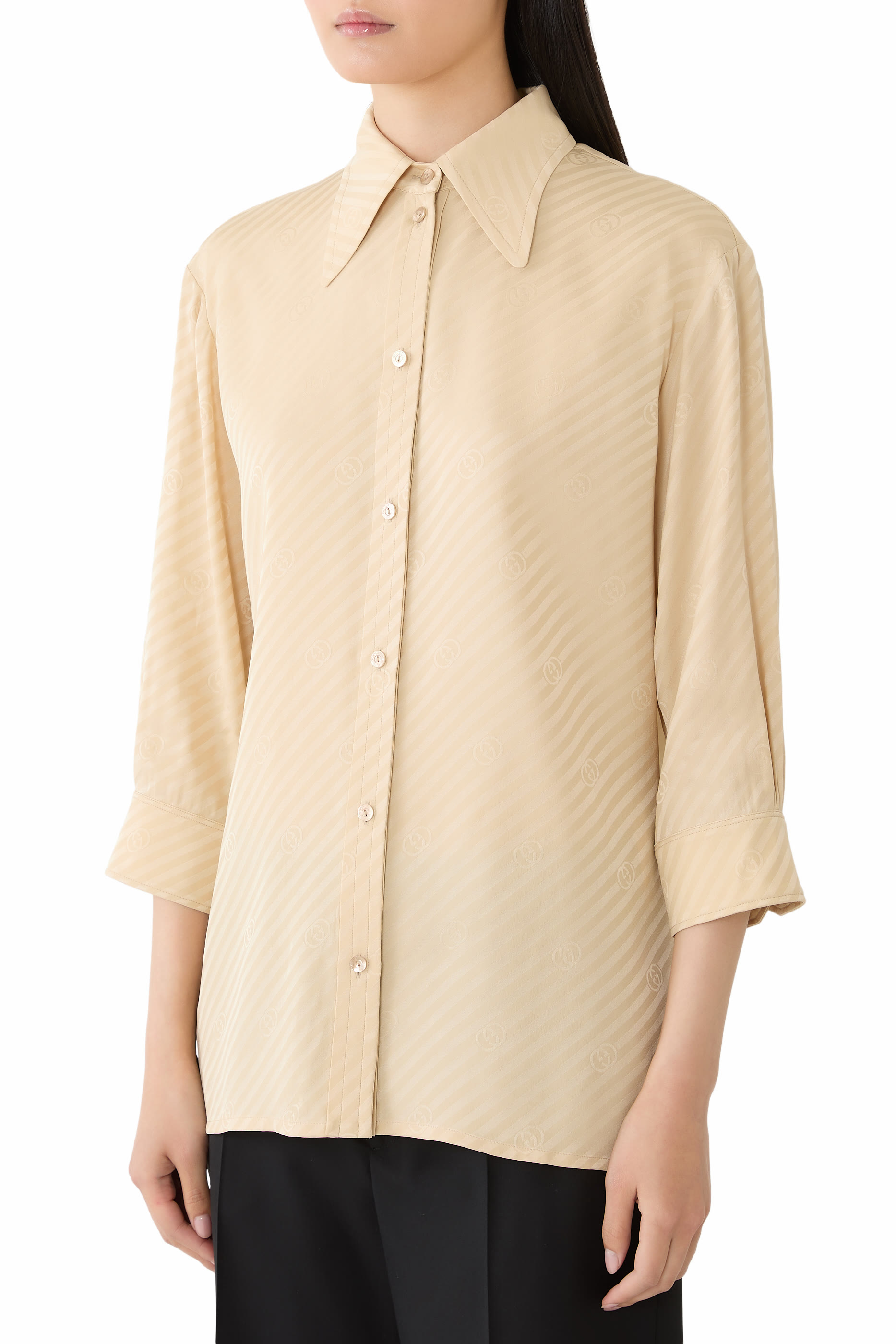 Diagonal GG Silk Jacquard Shirt 