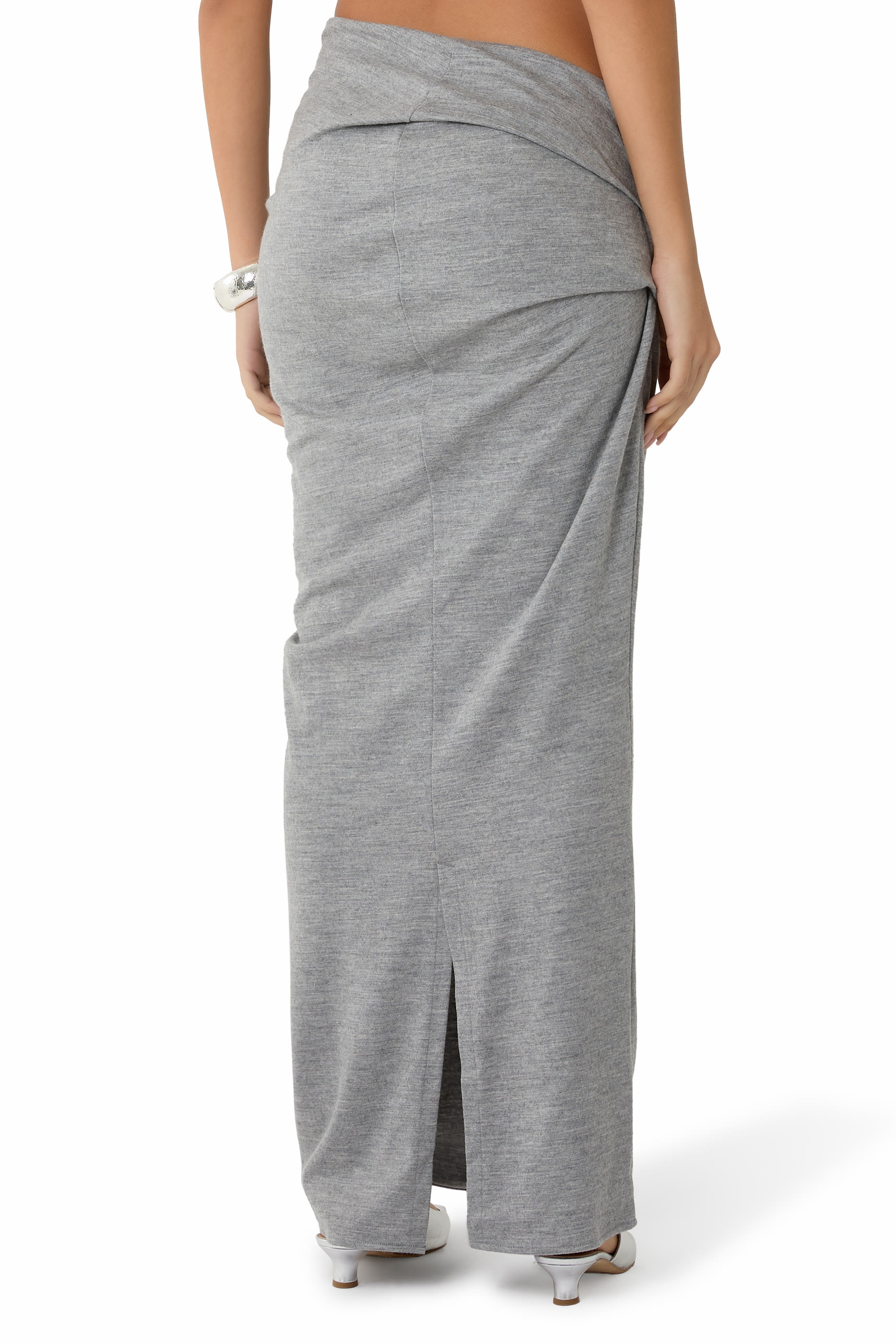 Pleated Midi Wool Skirt