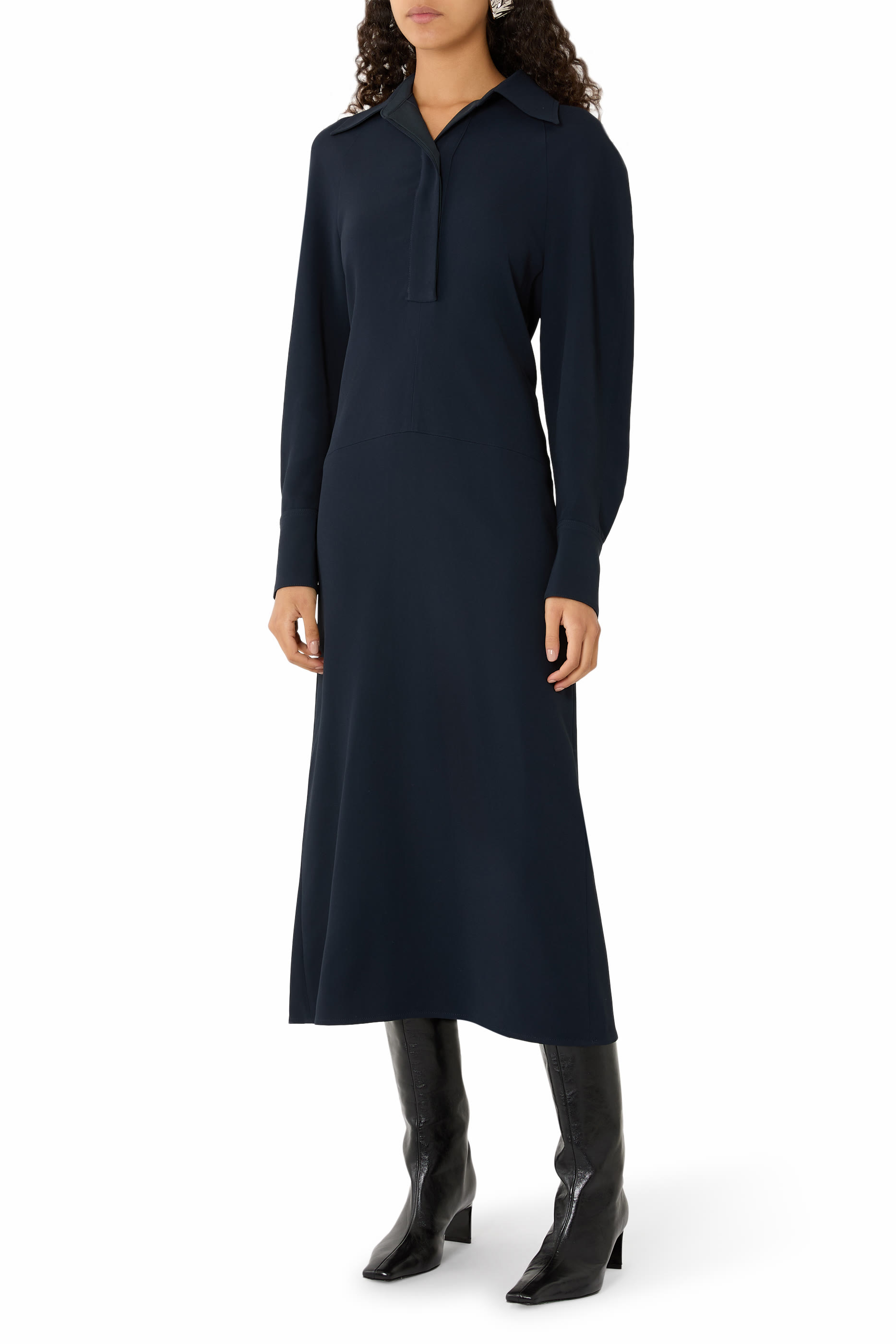 Polo Collar Midi Dress