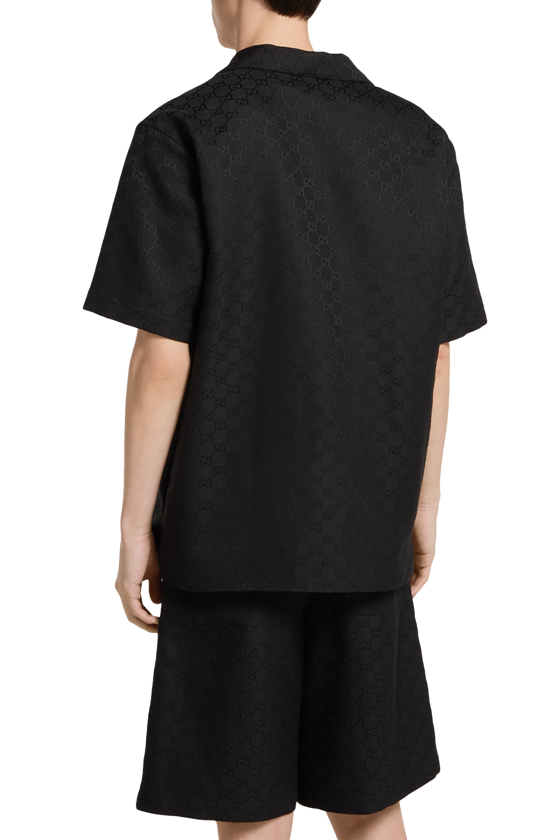 GG Canvas Linen Blend Bowling Shirt