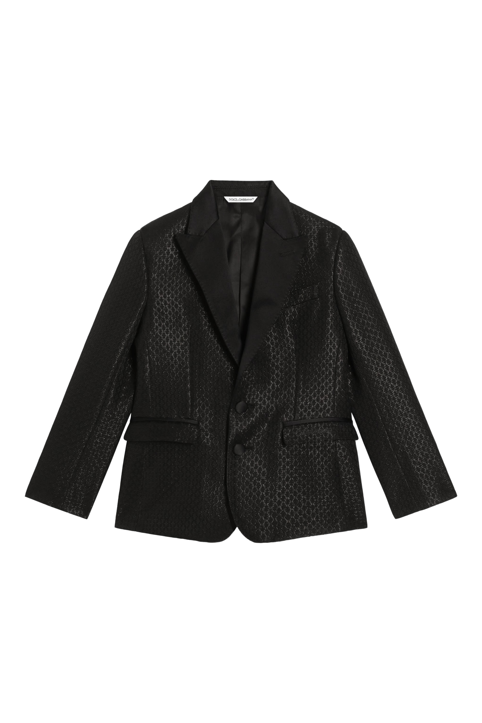 Kids Single-Breasted Lame Jacquard Wool Jacket