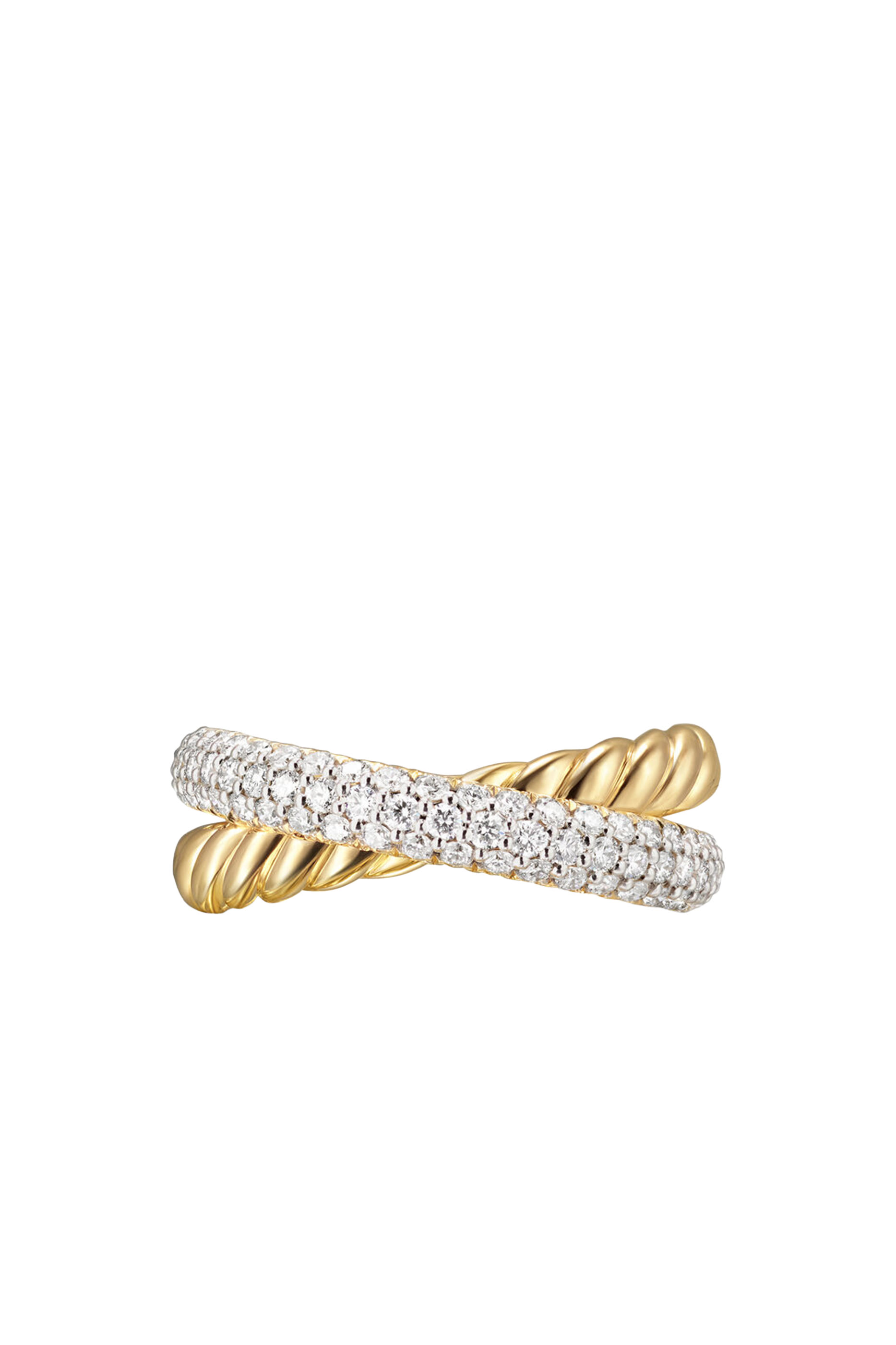 Crossover Two Row Ring, 18K Yellow Gold & Diamonds
