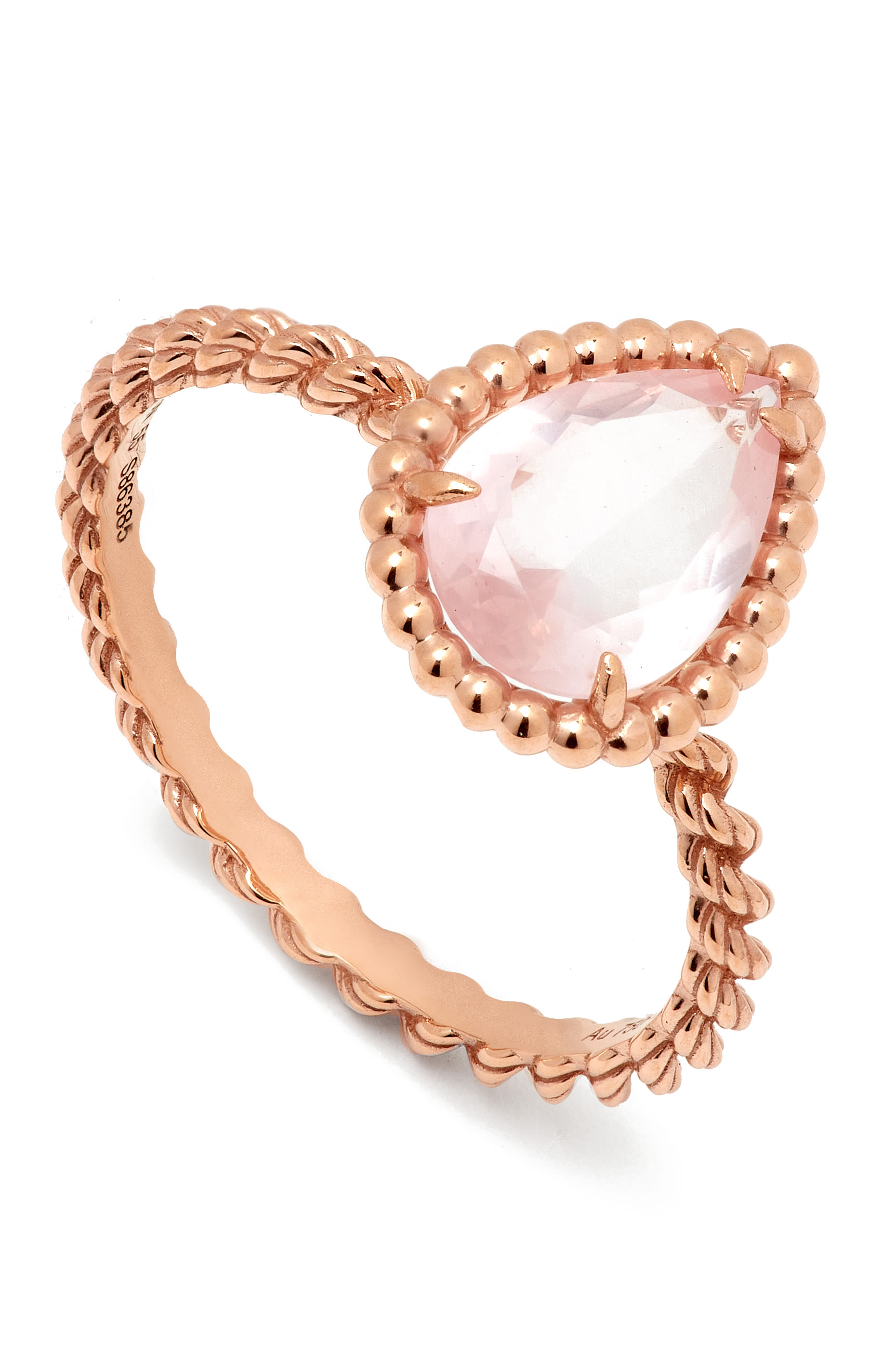 Serpent Boheme Small Motif Ring, 18k Rose Gold & Pink Quartz