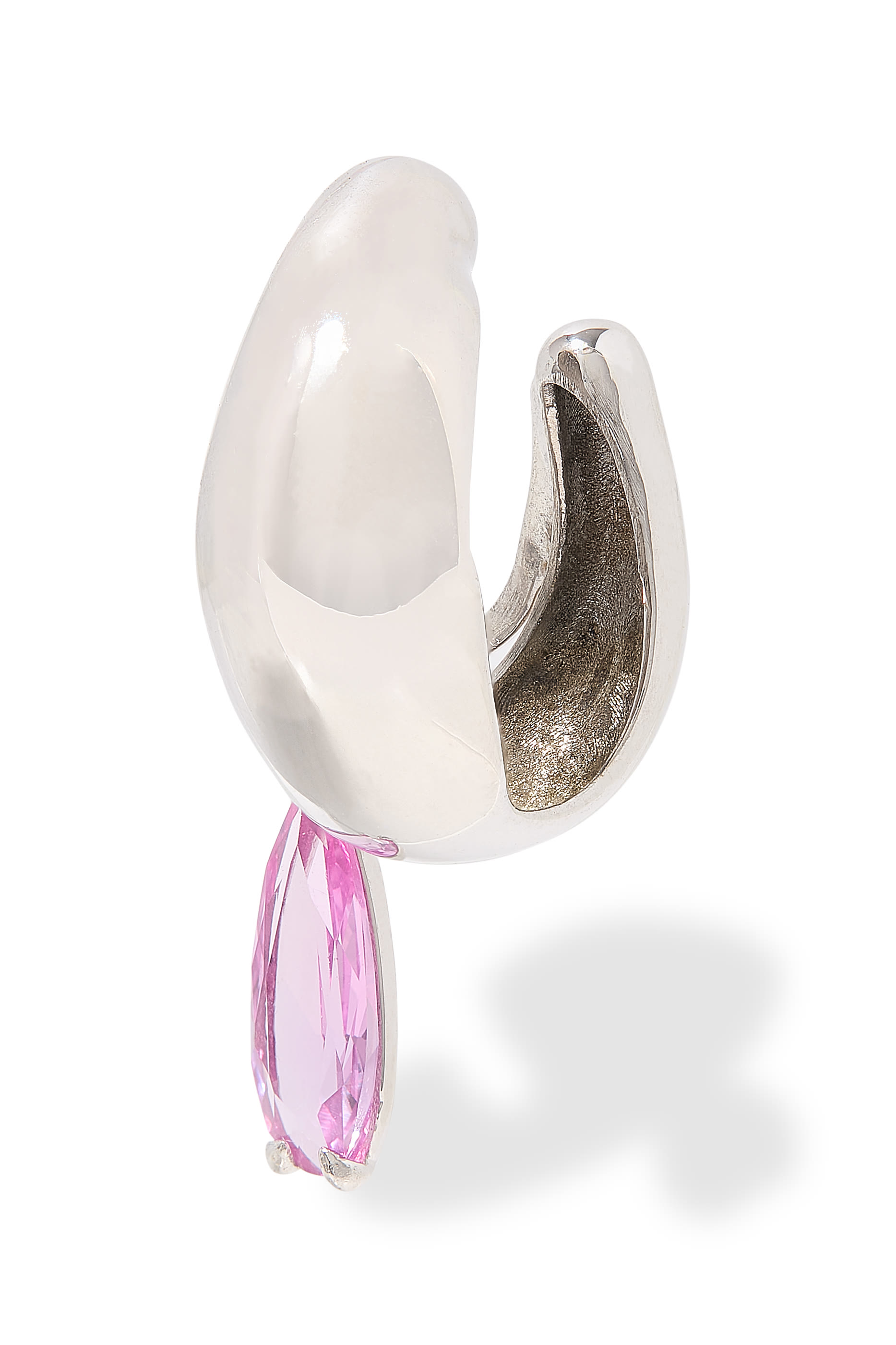 Blown Drip Single Ear Cuff, 925 Sterling Silver & Amethyst