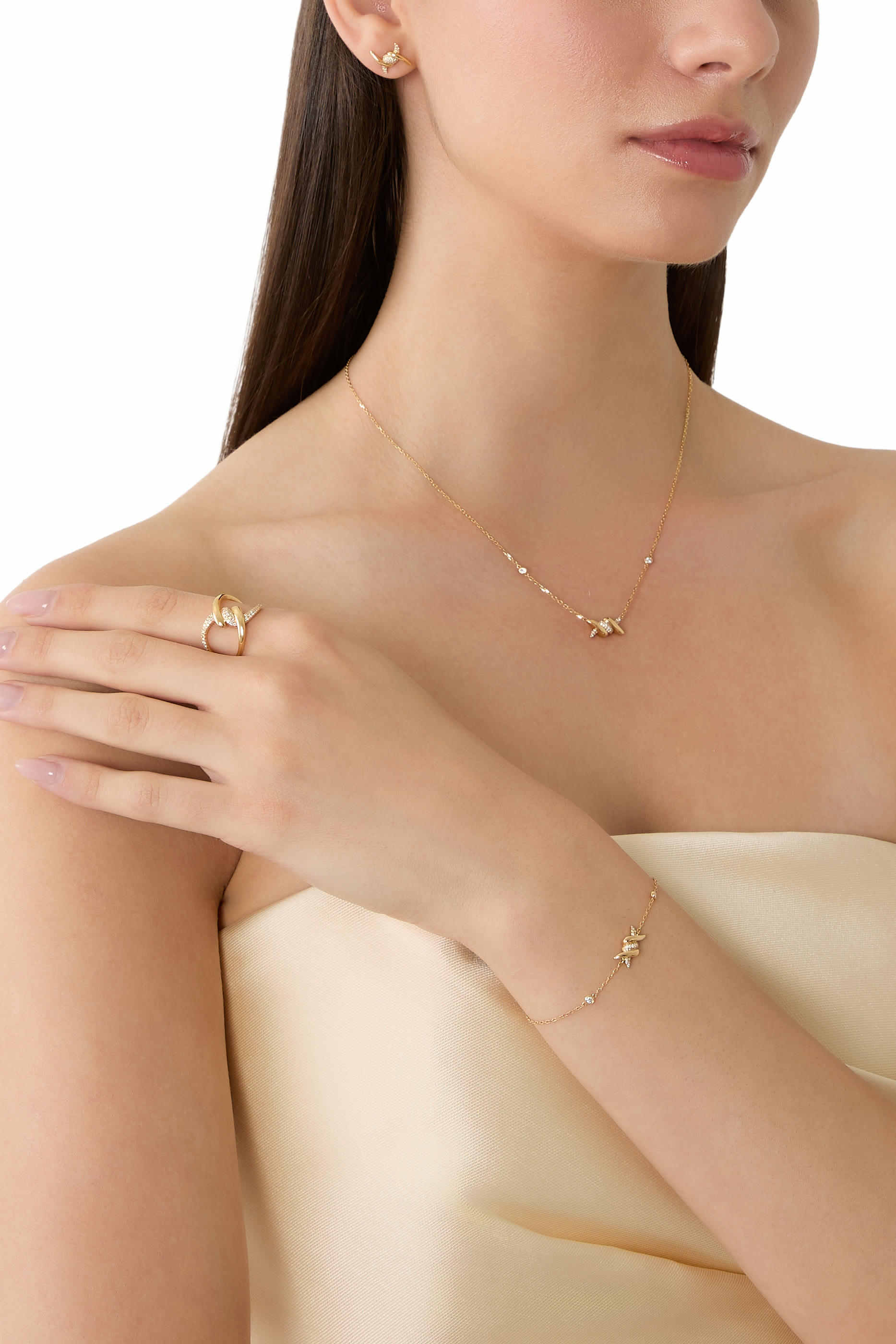  Barbel&eacute; Paved Bracelet, 18K Yellow Gold & Diamonds