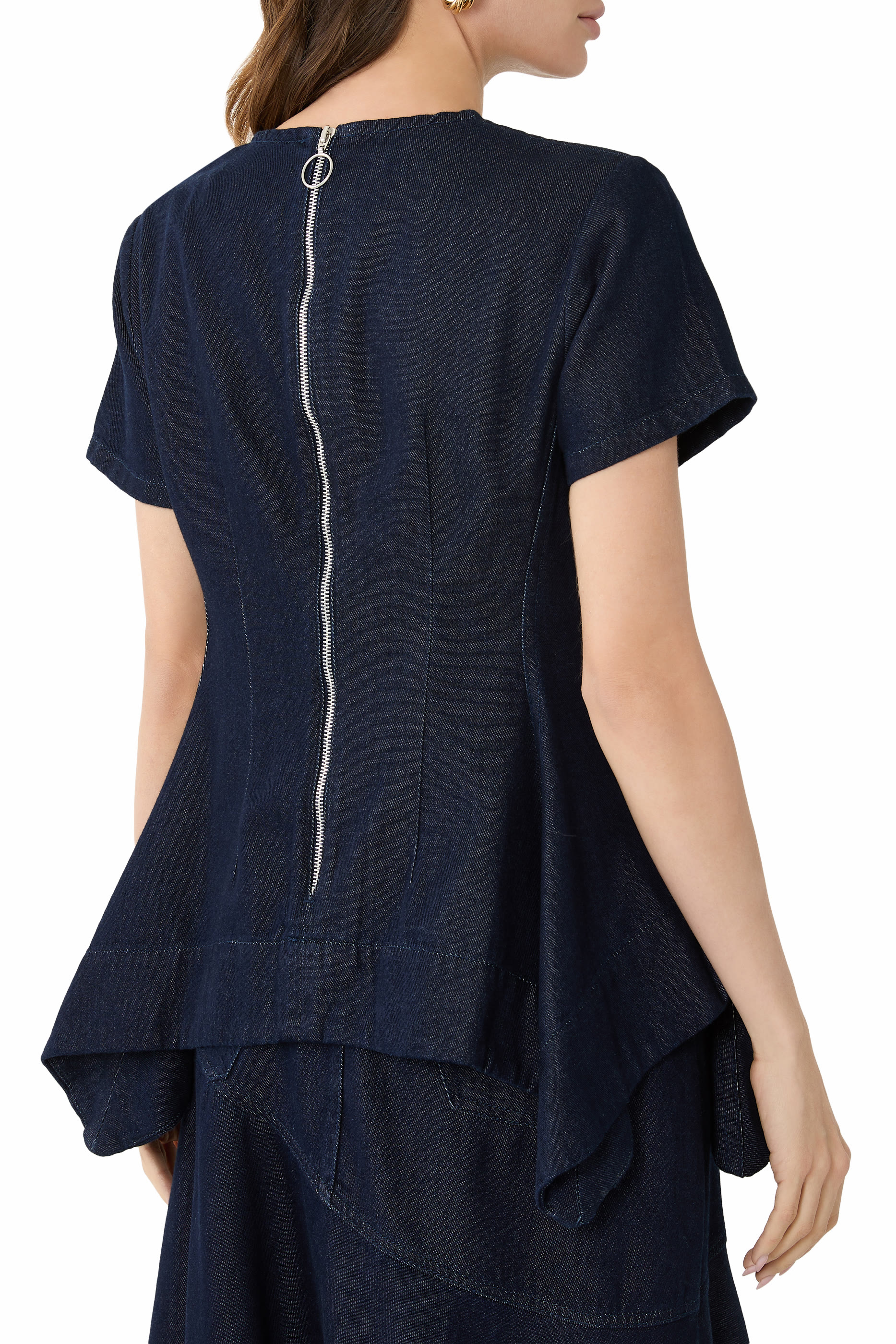 Flower Denim Cap Sleeve Top