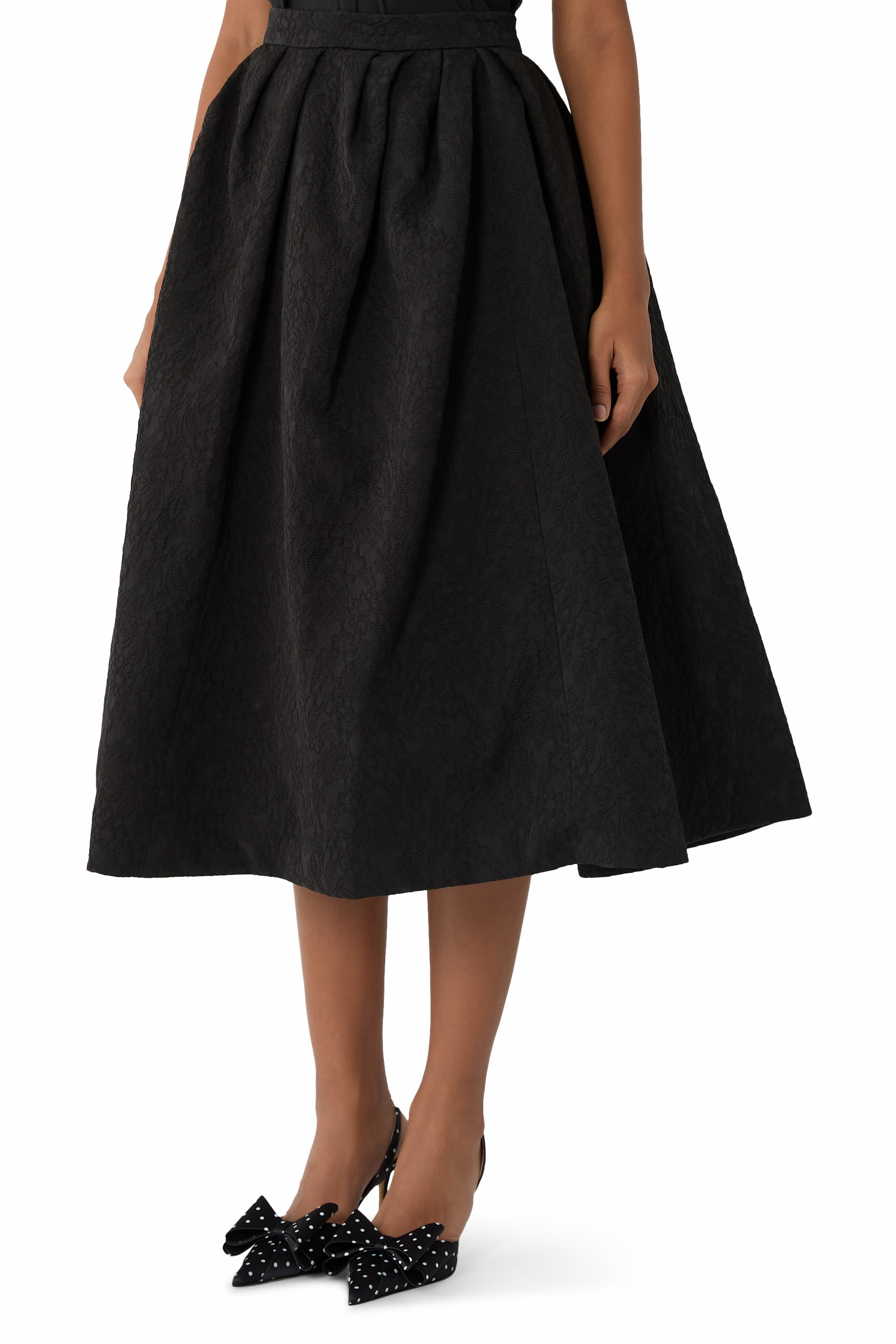  Floral Cloque Full Midi Skirt