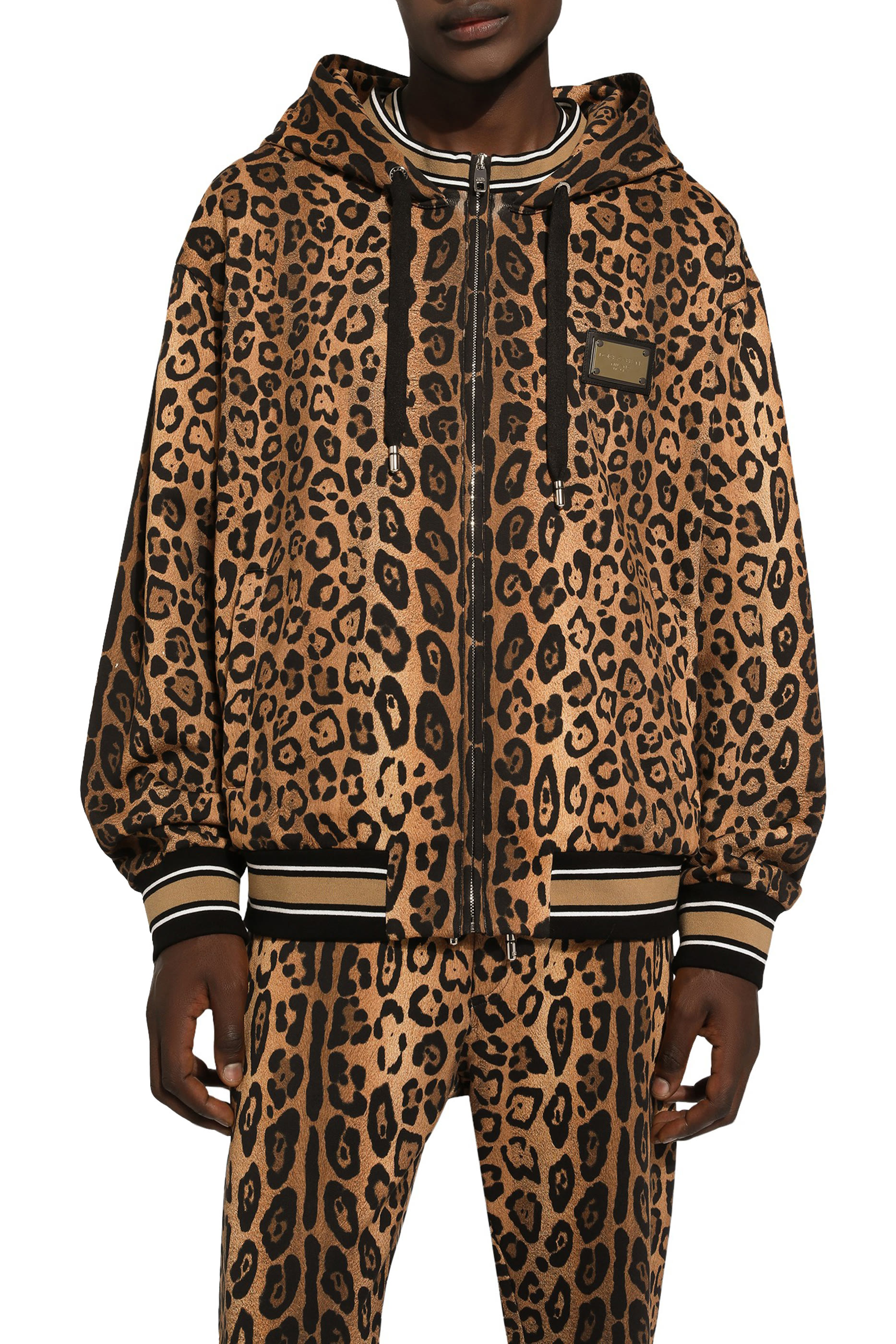  Hoodie with Leopard-Print Crespo and Tag