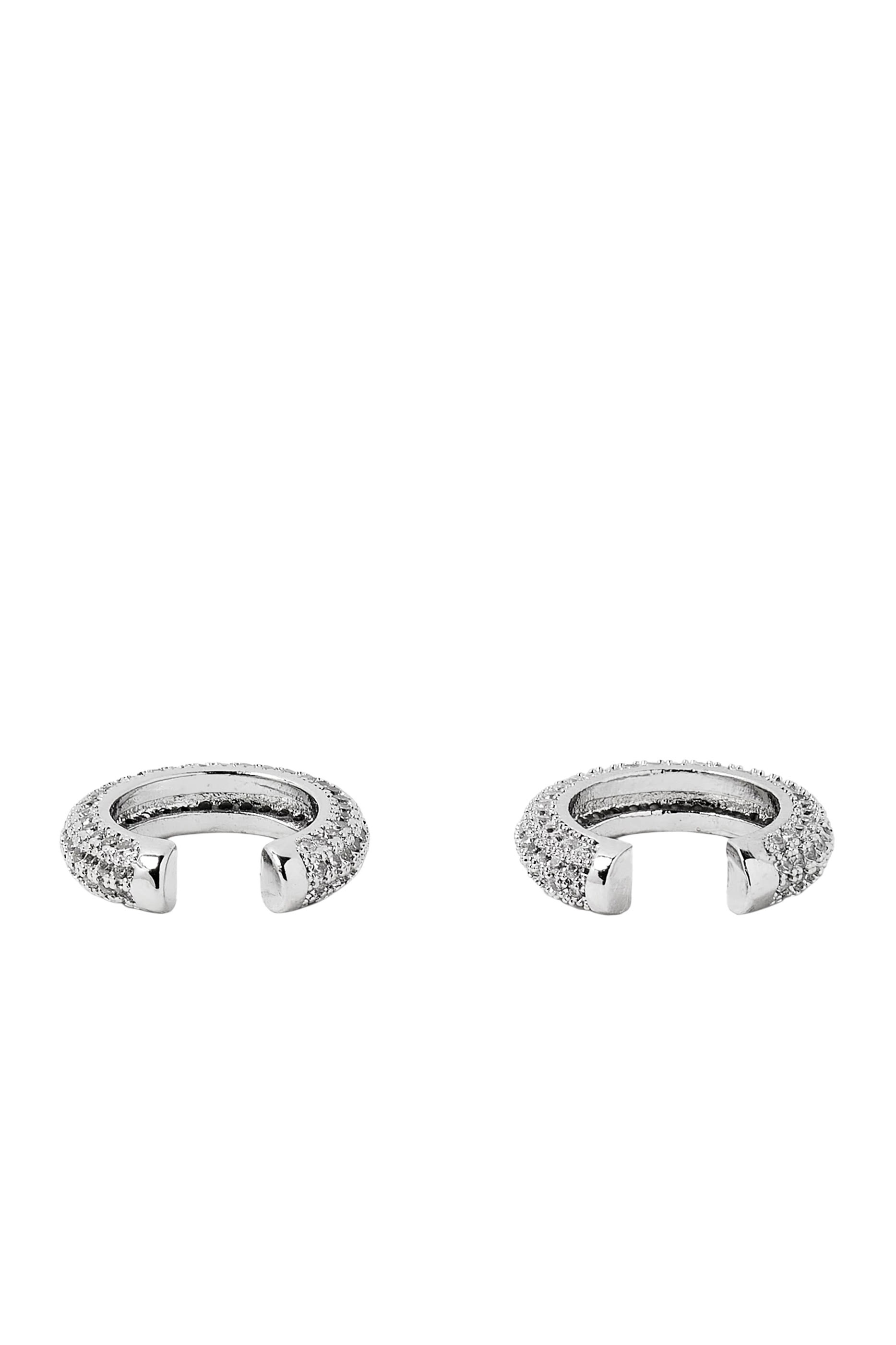 Micro Pave Ear Cuffs Set of 2,  Silver Plated & Cubic Zirconia