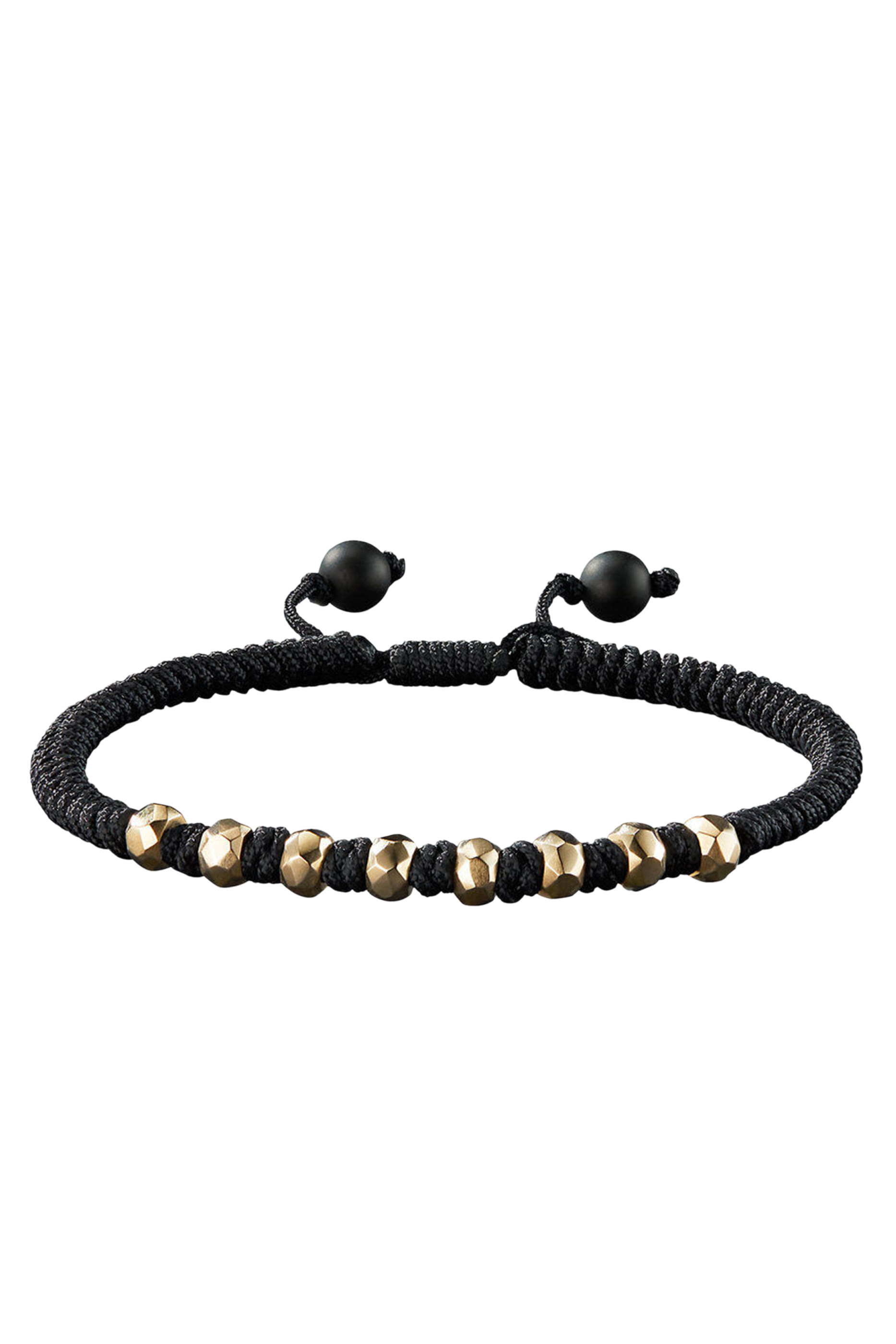 18K YG Fortune Woven Black Nylon with Black Onyx Bracelet