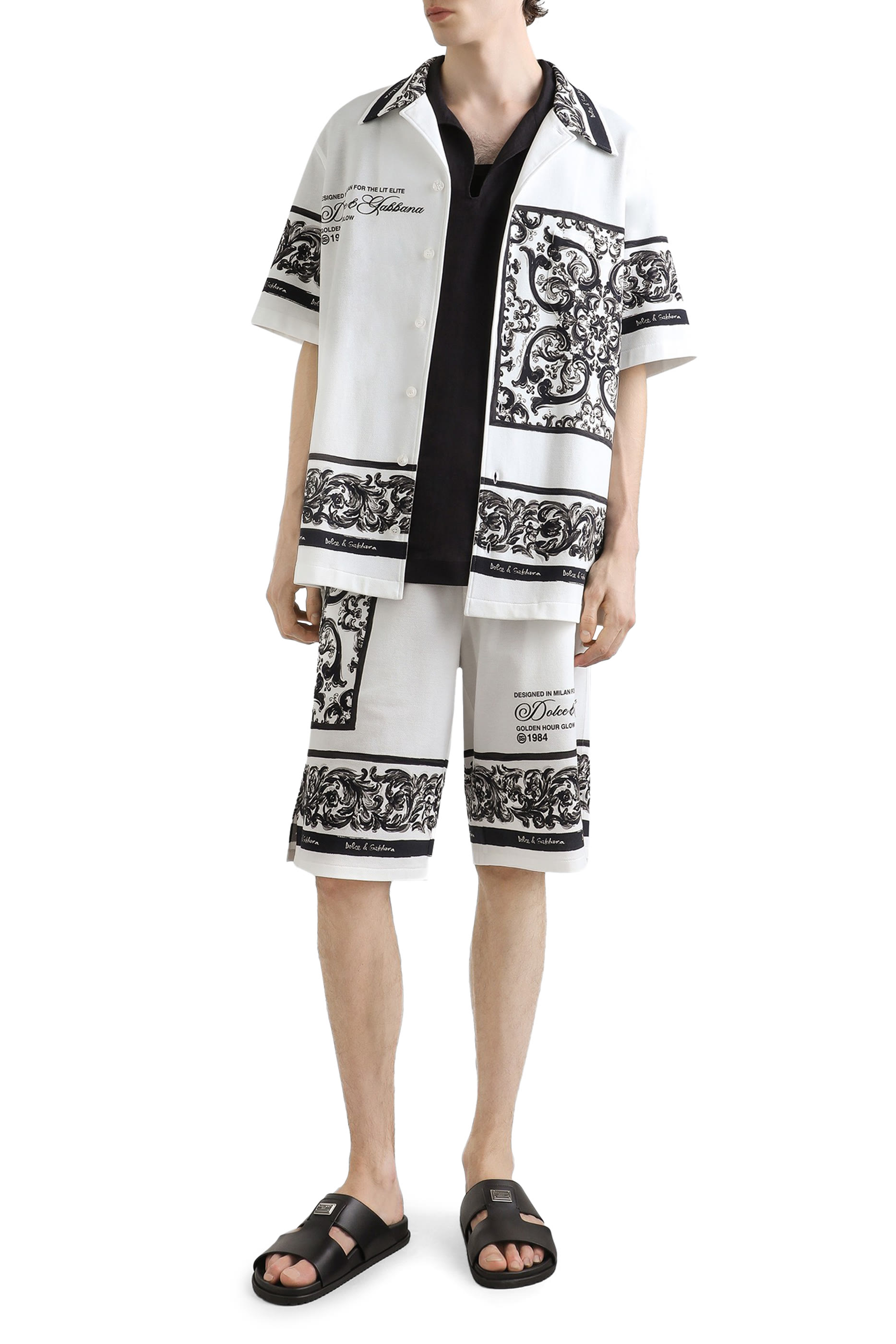 Majolica-Print Double Pique Bermuda Shorts