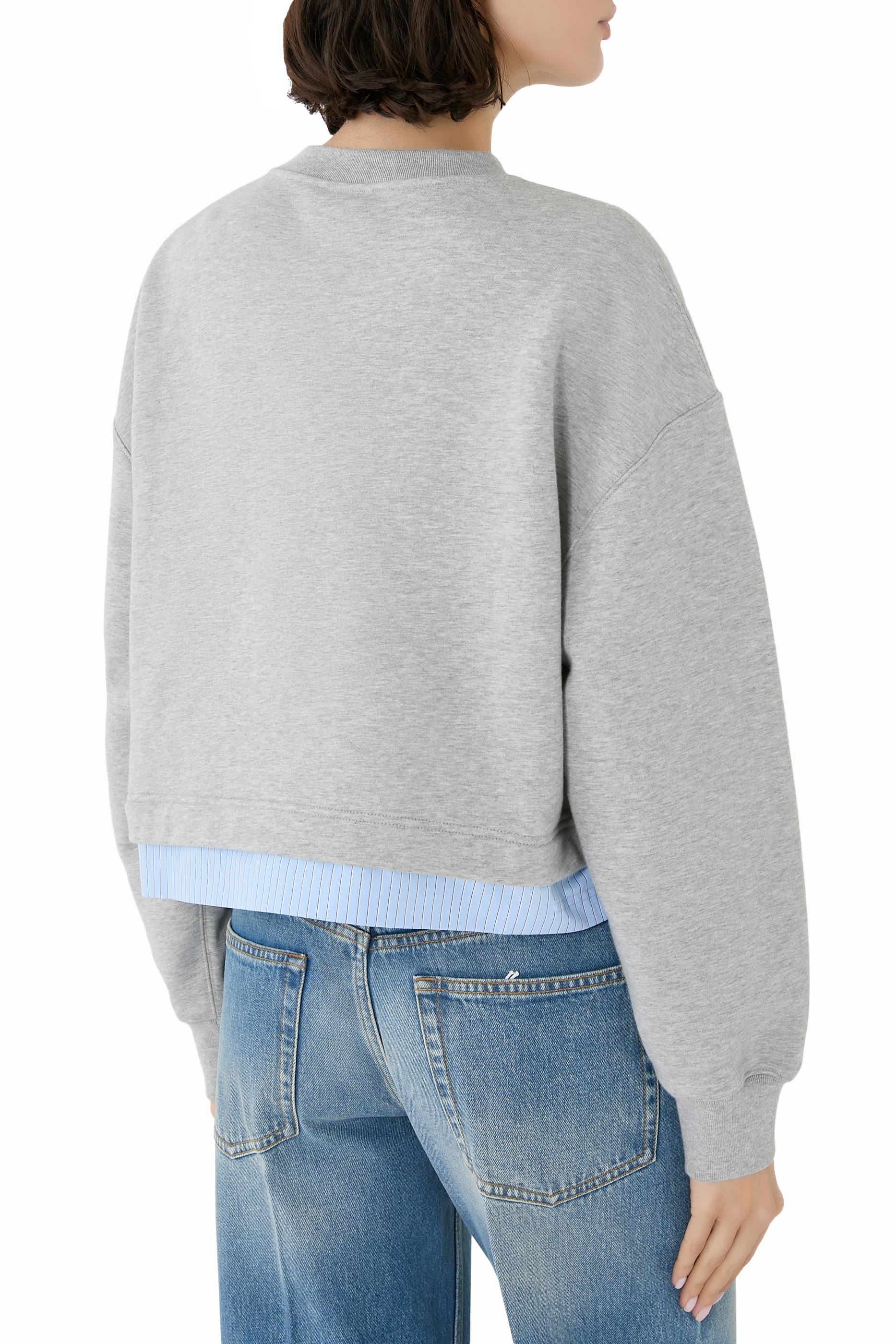 Embroidered Striped Trim Sweatshirt