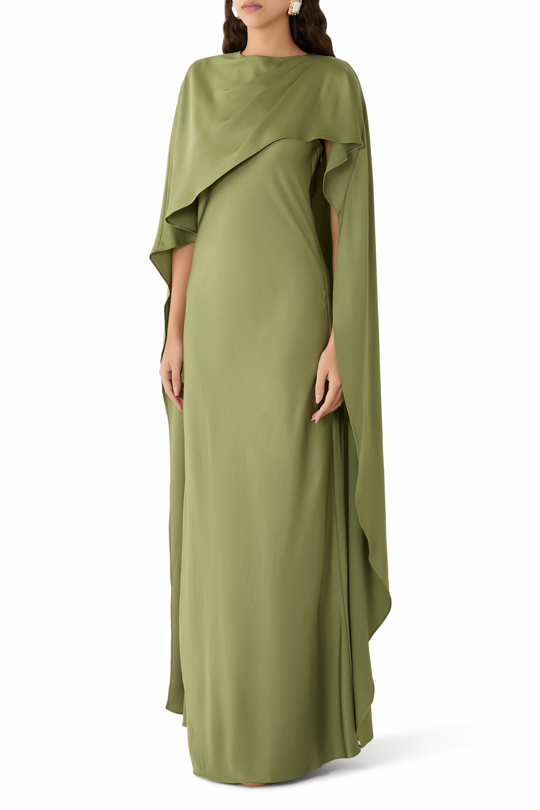 Izel Satin Cape Gown