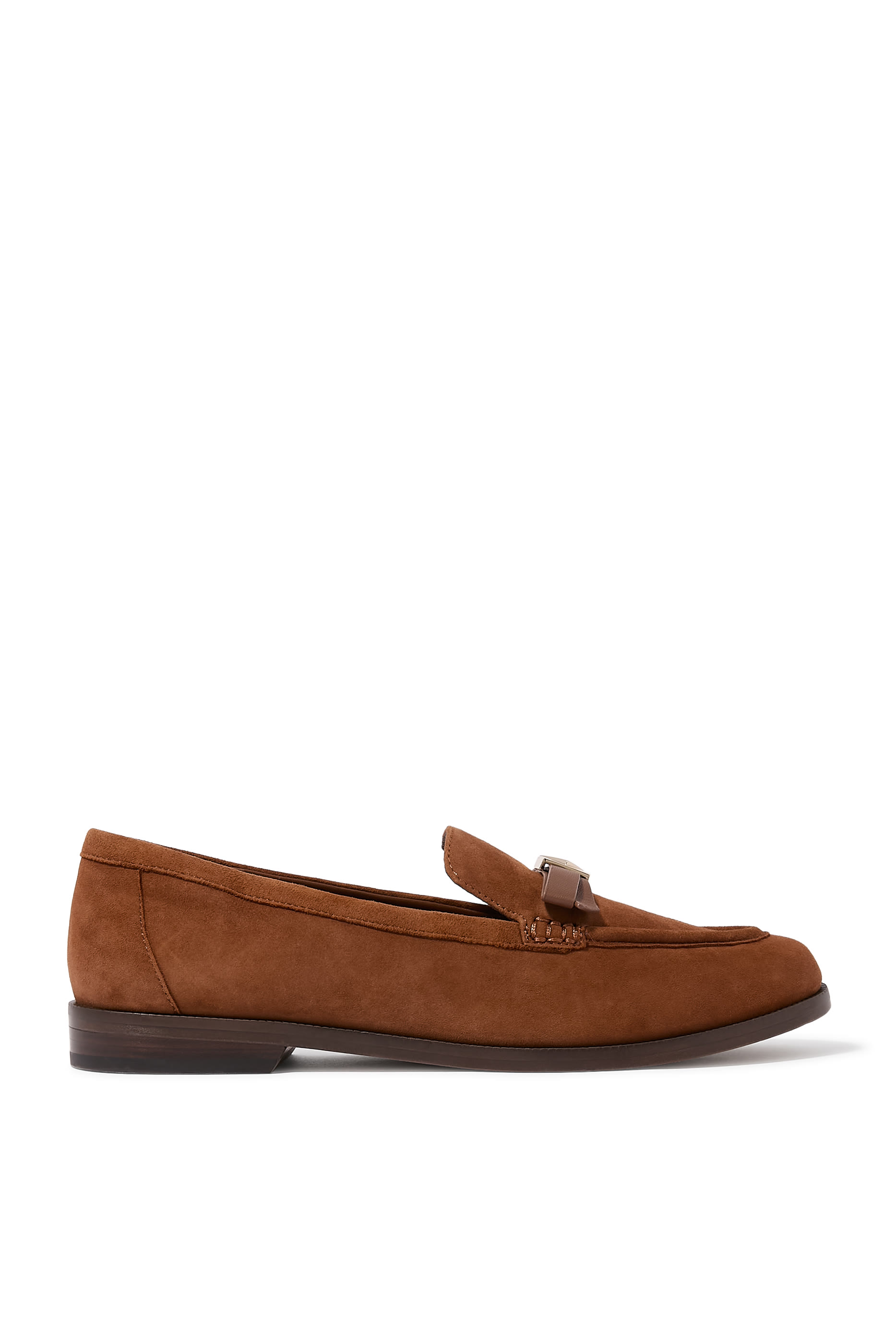 Deco Bow Suede Loafers