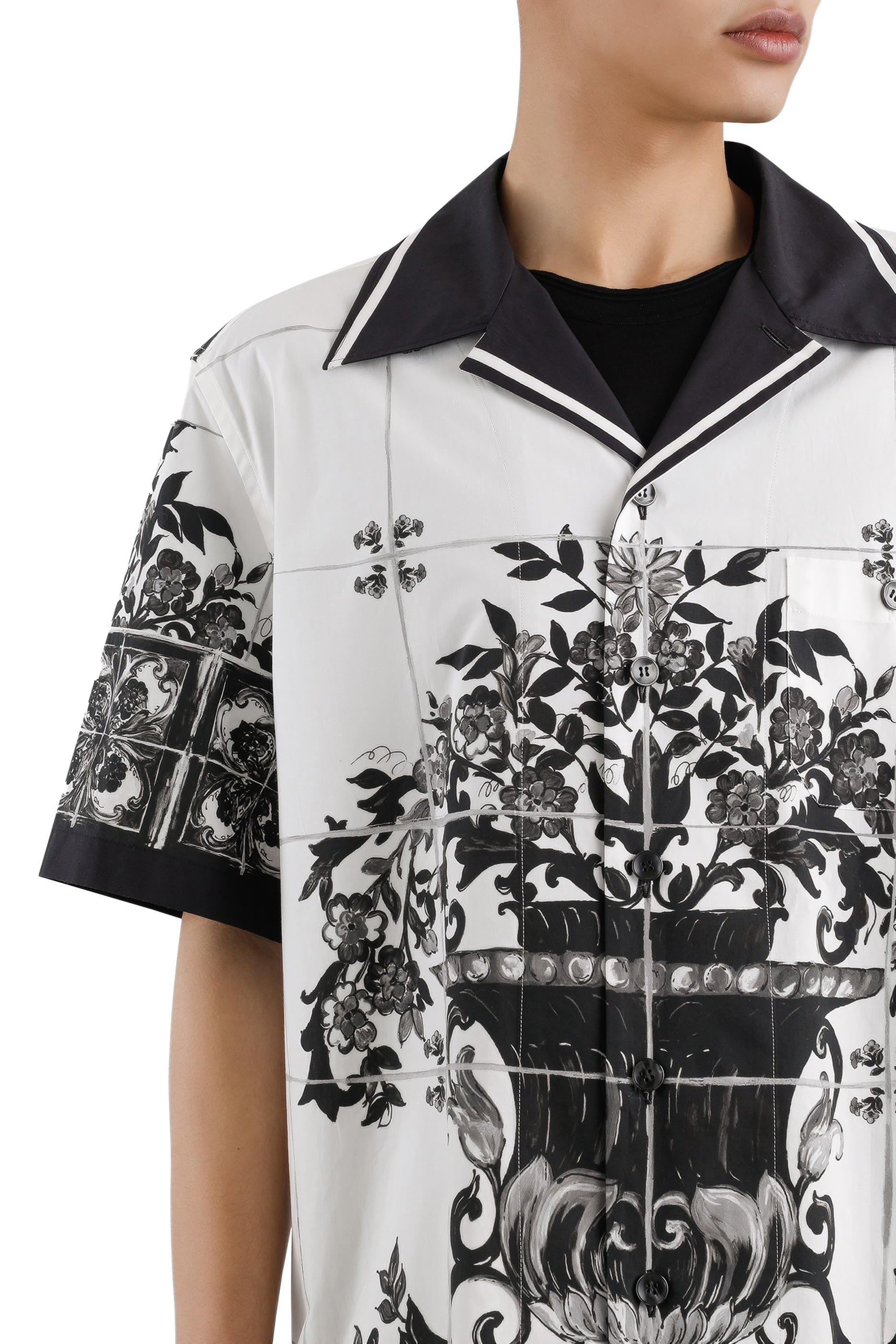 Majolica-Print Poplin Hawaii Shirt