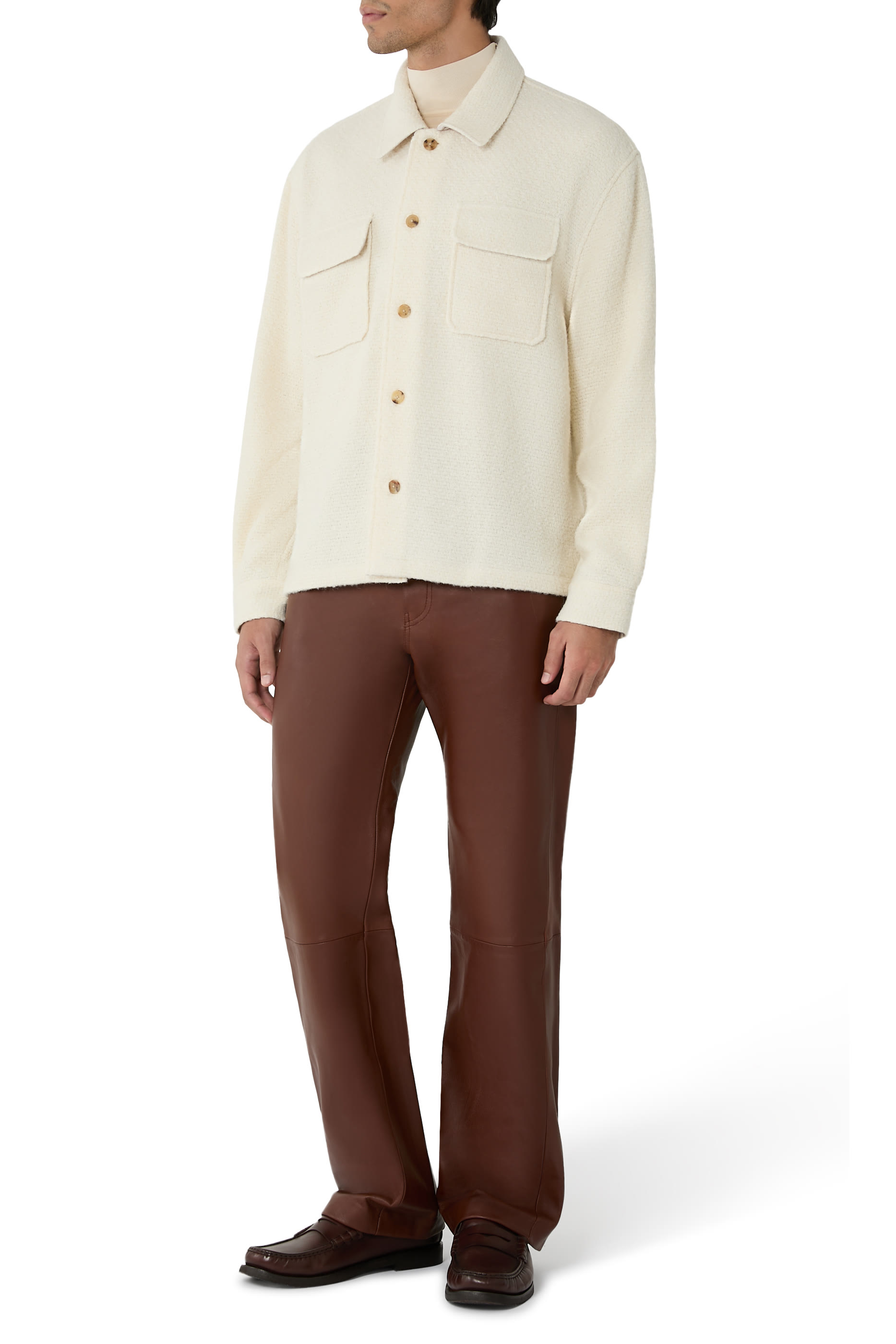  Straight Real Leather Denim 