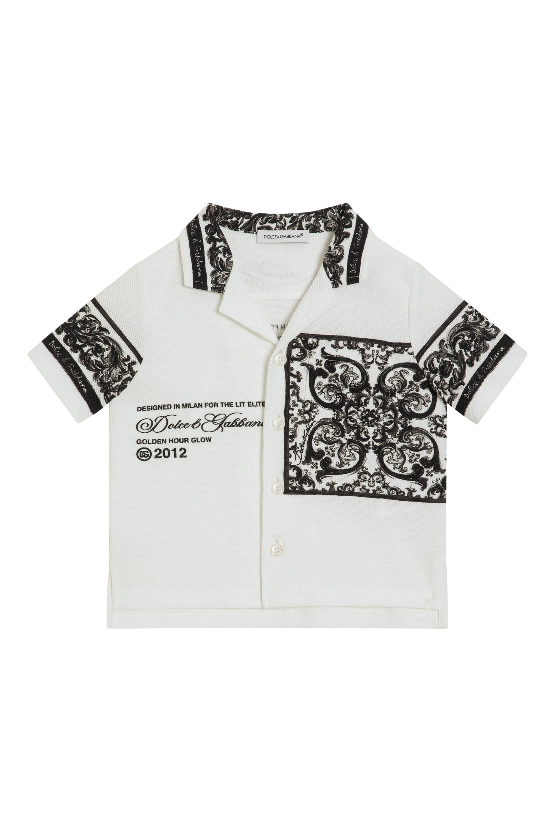 Kids Majolica-Print Short-Sleeved Double Pique Shirt