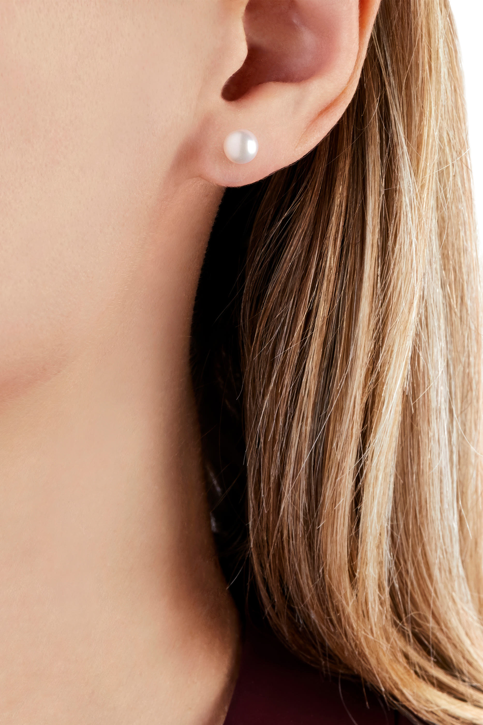 Classic Stud 7mm Earrings, 18k White Gold & Pearl