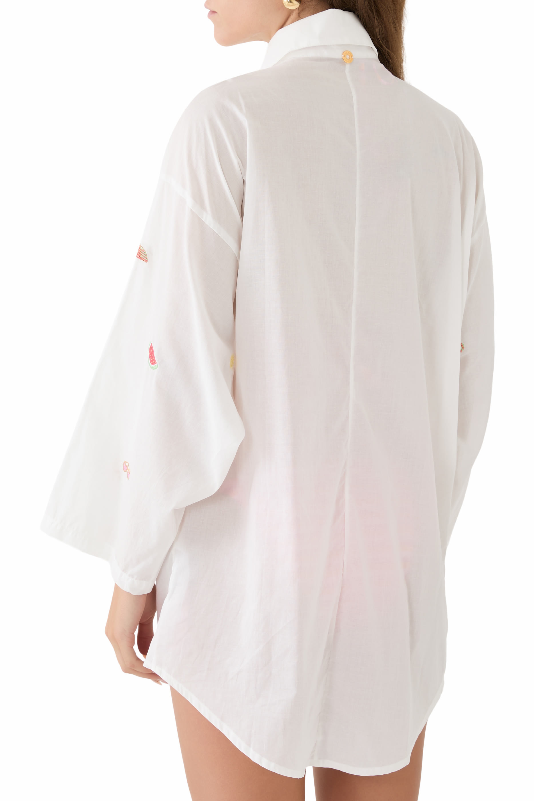 Aleia Oversized Embroidered Long-Sleeved Shirt