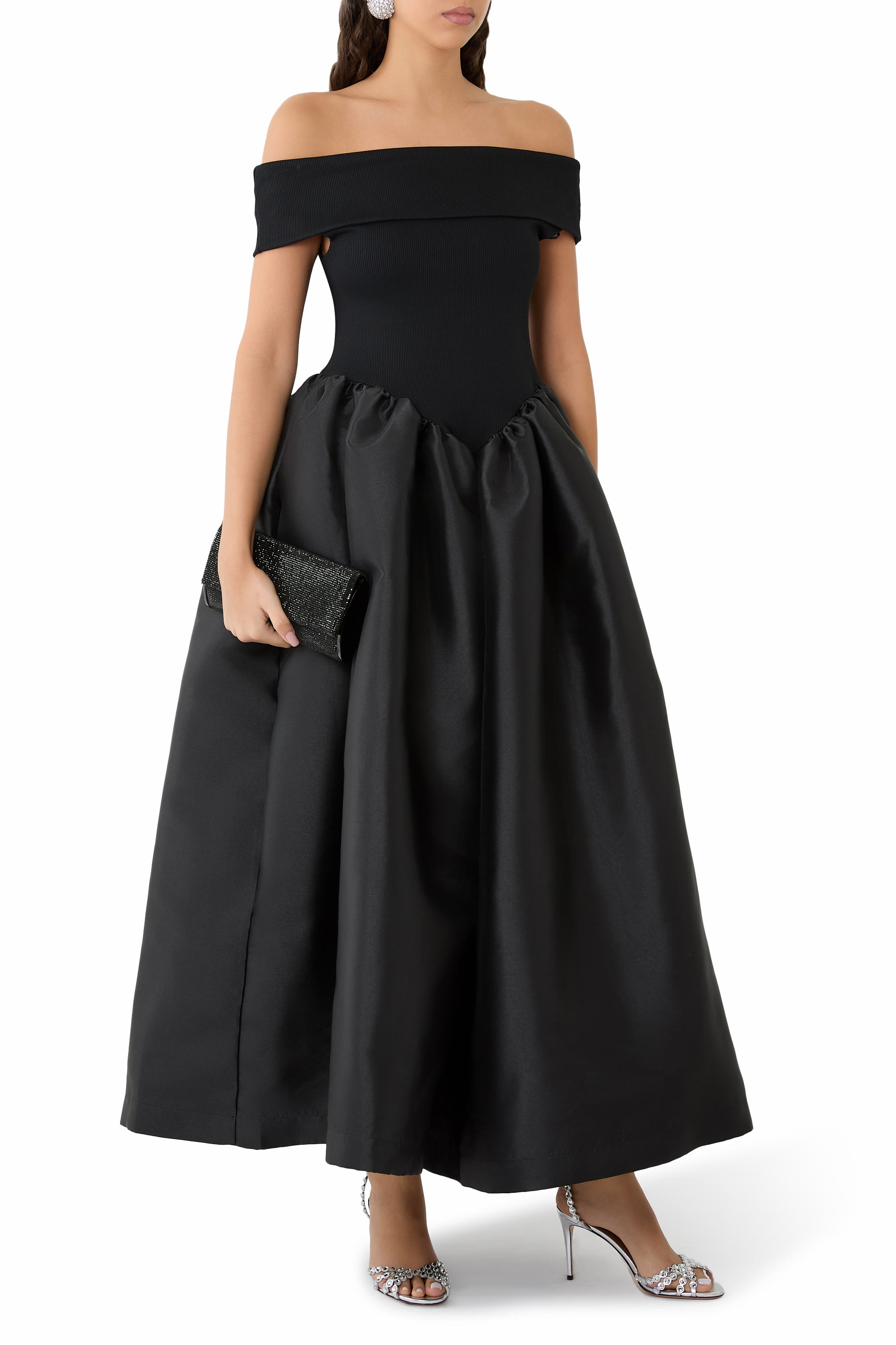  Heavy Satin Off-Shoulder Princess Dress