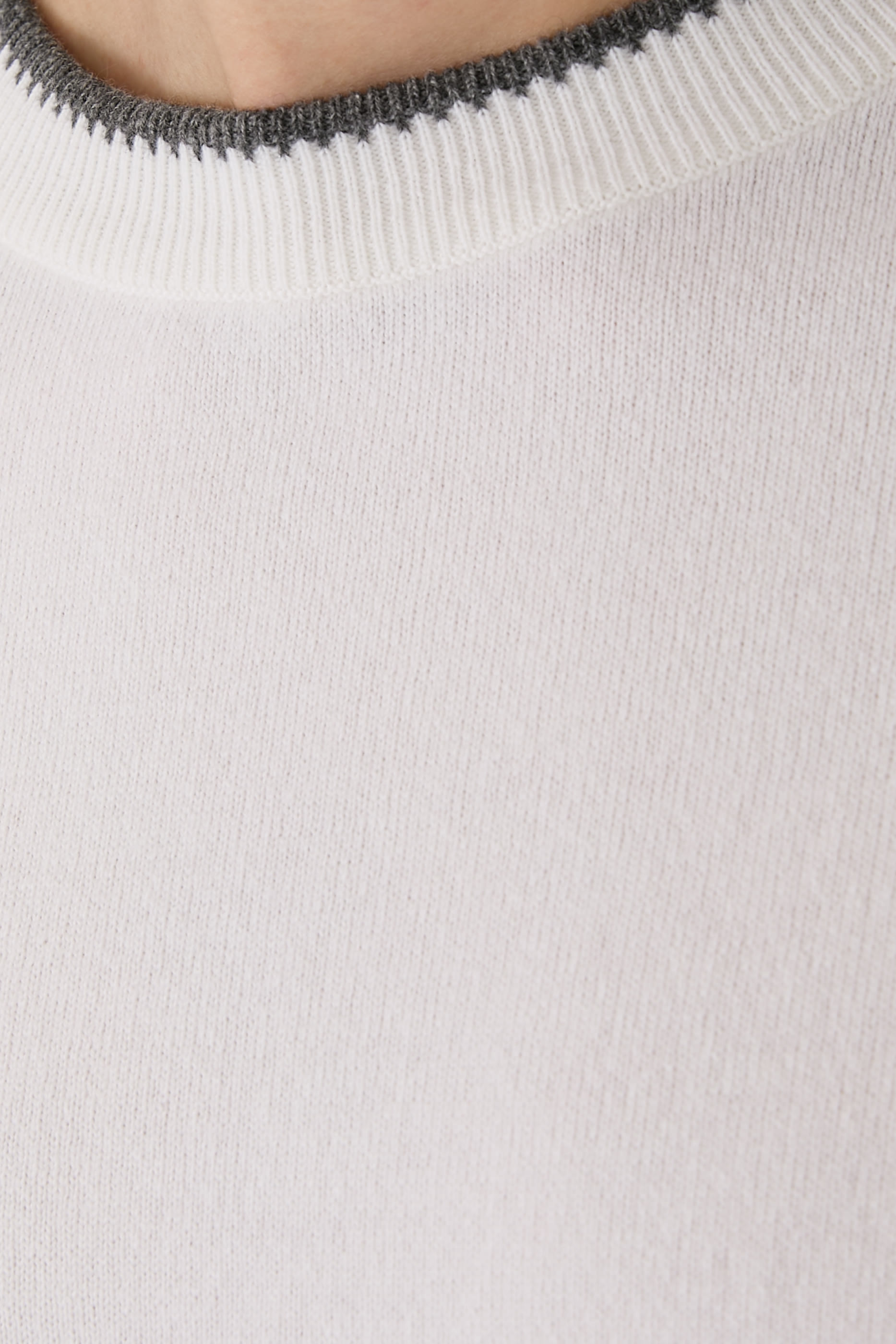 Contrast Trim Cashmere Crewneck