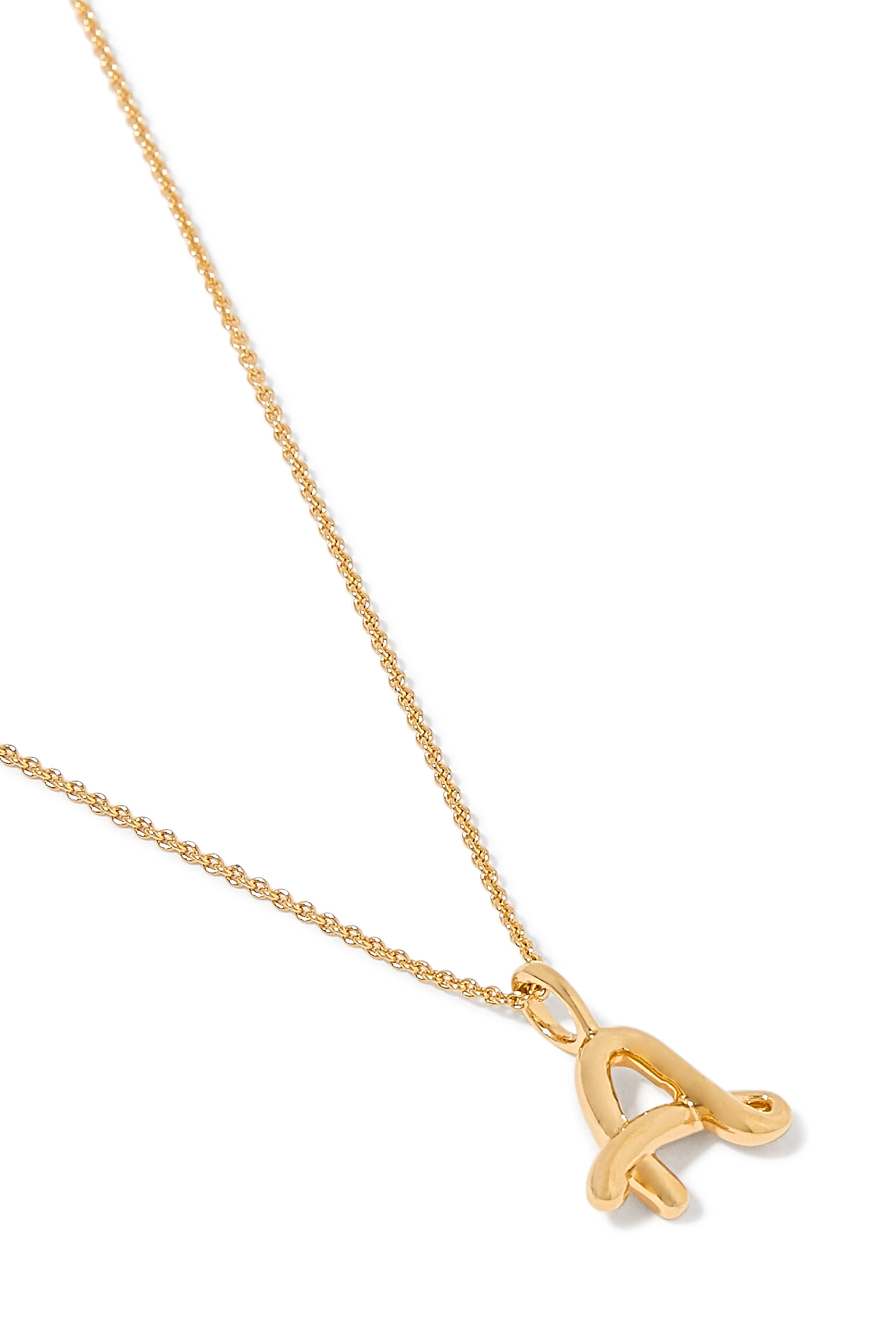 Curly Molten Mini Initial Necklace - A, 18ct Recycled Gold Vermeil on Recycled Sterling Silver