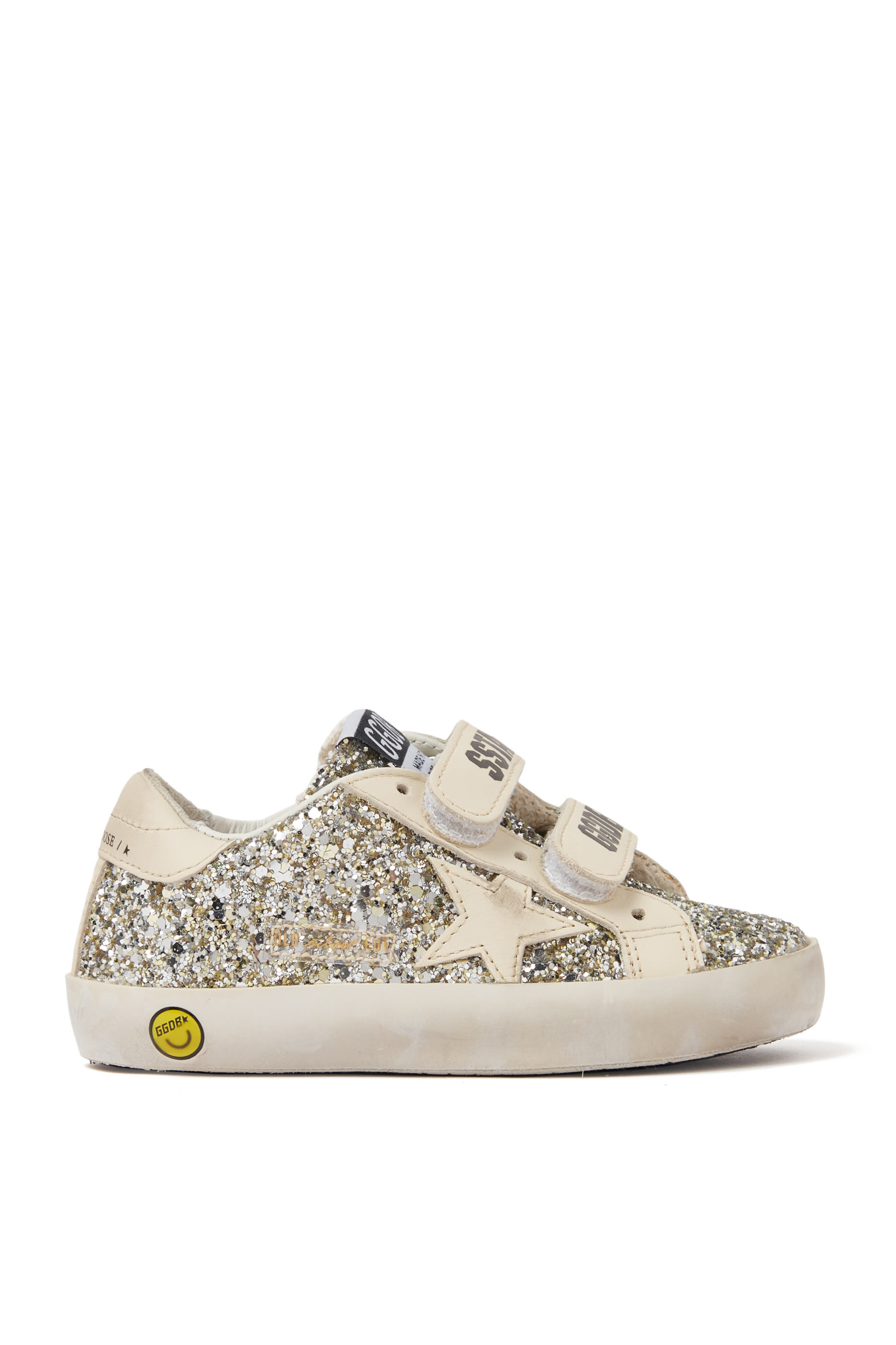 Old School Sneakers in Glitter with Leather Star and Heel Tab