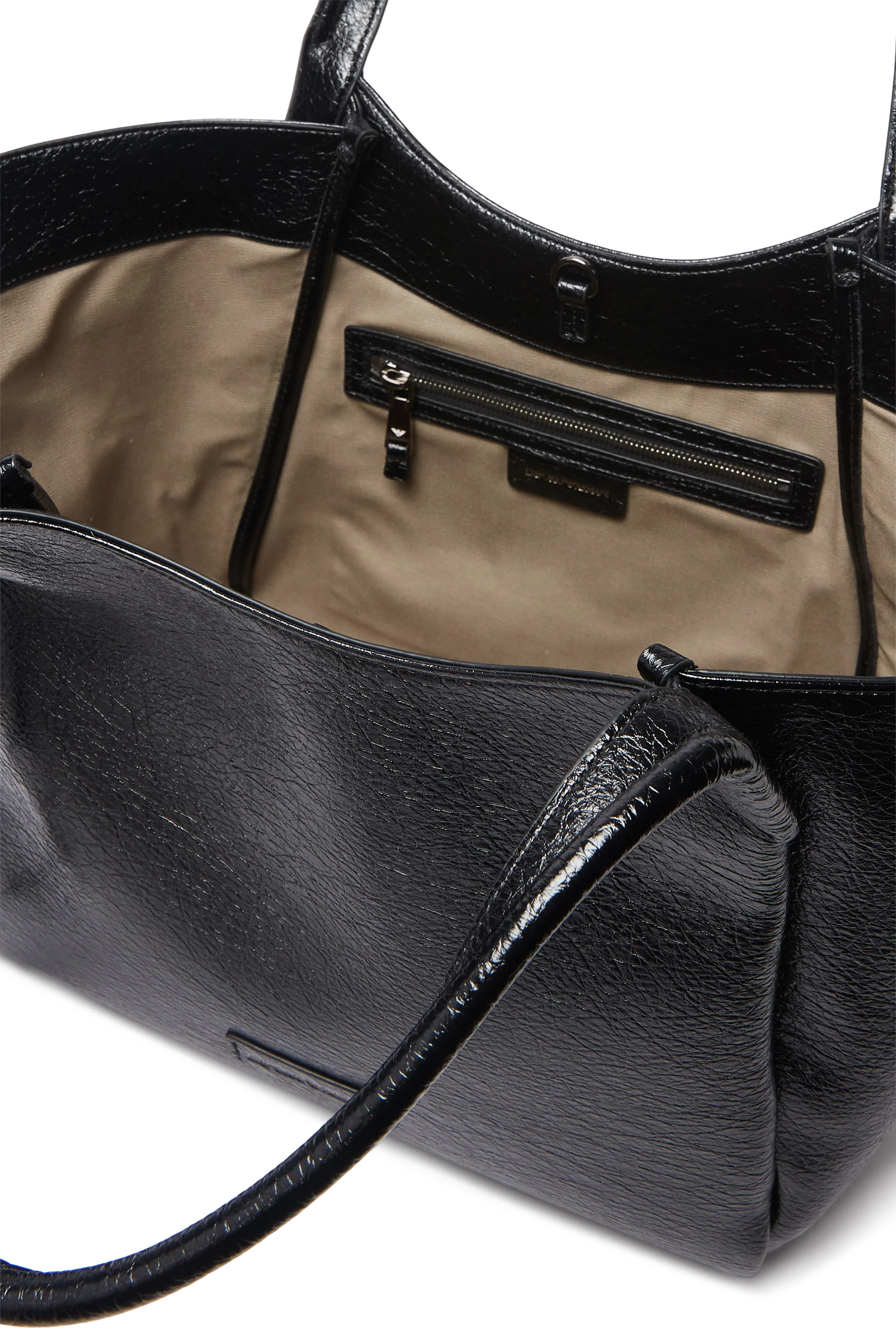 EA Logo Charm Tote Bag in Leather