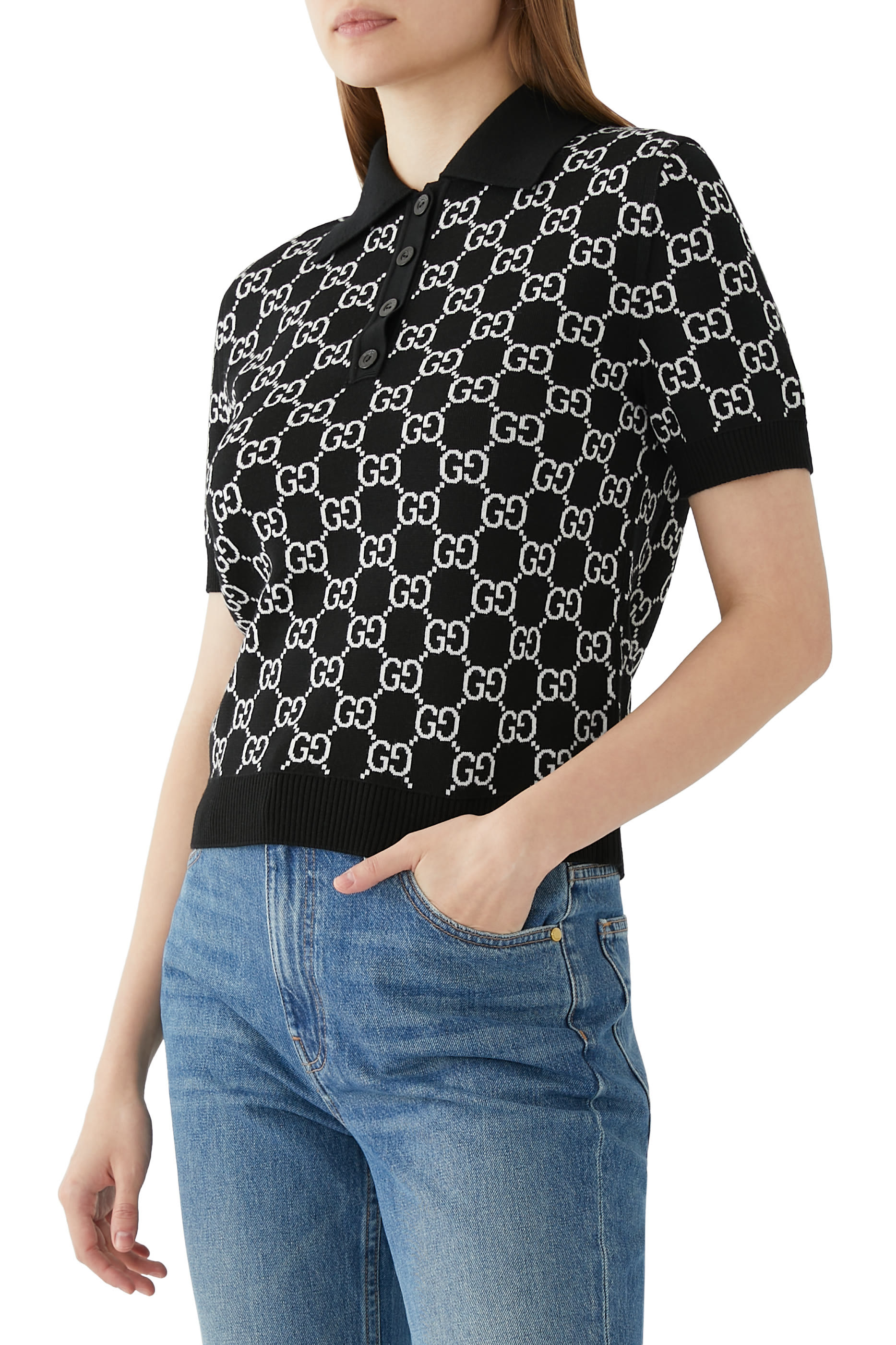 Reversible GG Wool Jacquard Polo Shirt