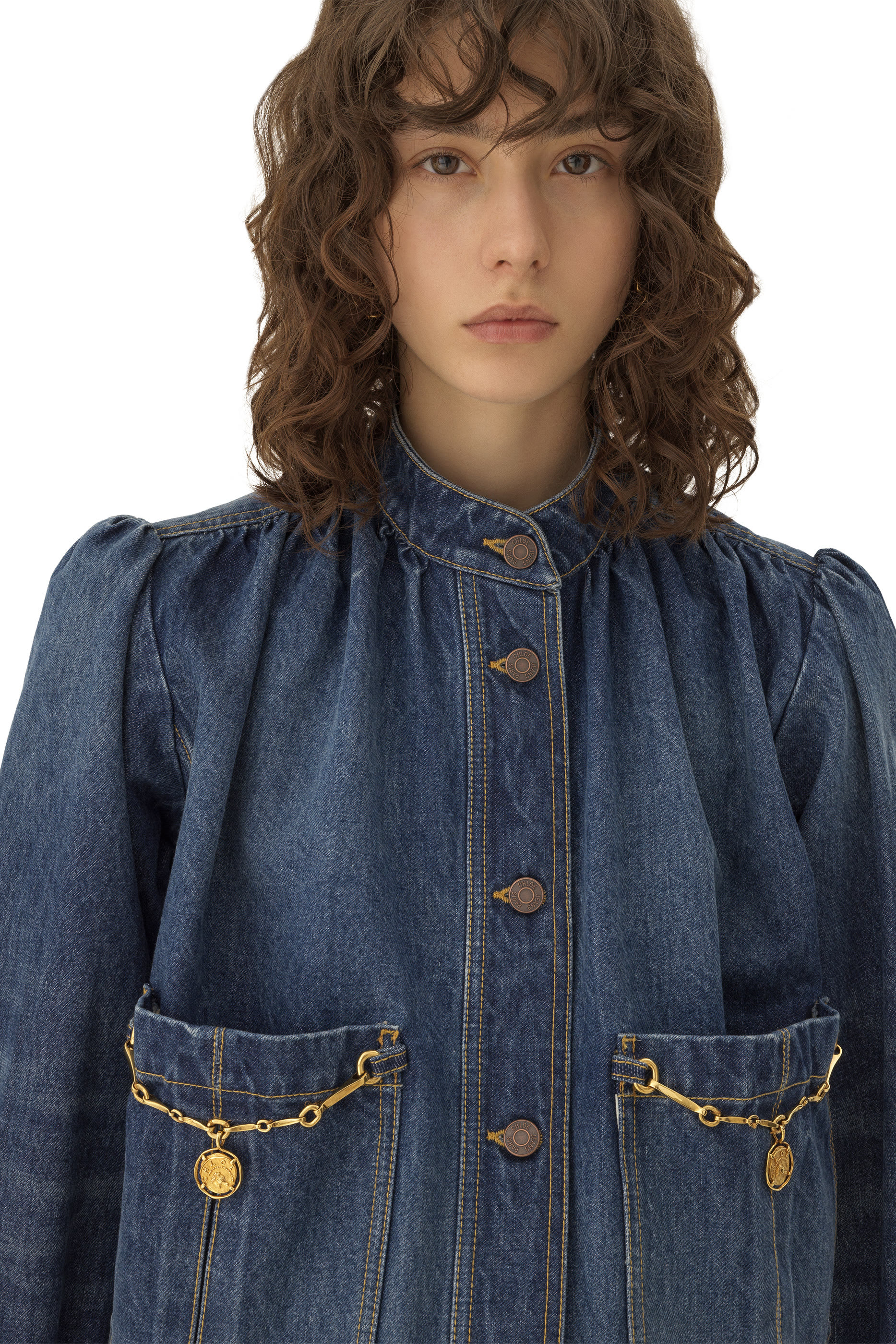 Shirred Puff Sleeves Jacket