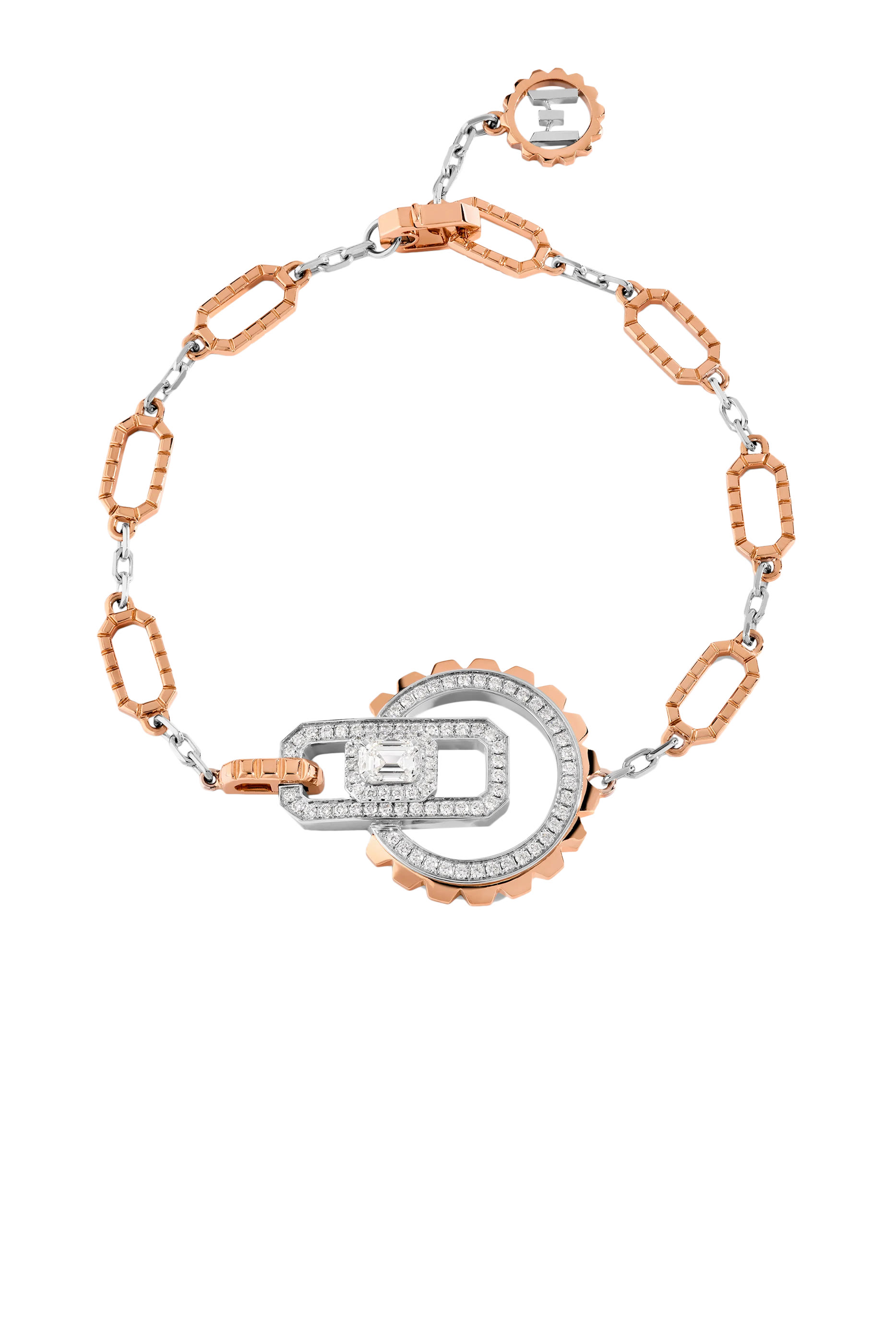 Empire Two-Tone Bracelet, 18k Pink & White Gold, Diamonds