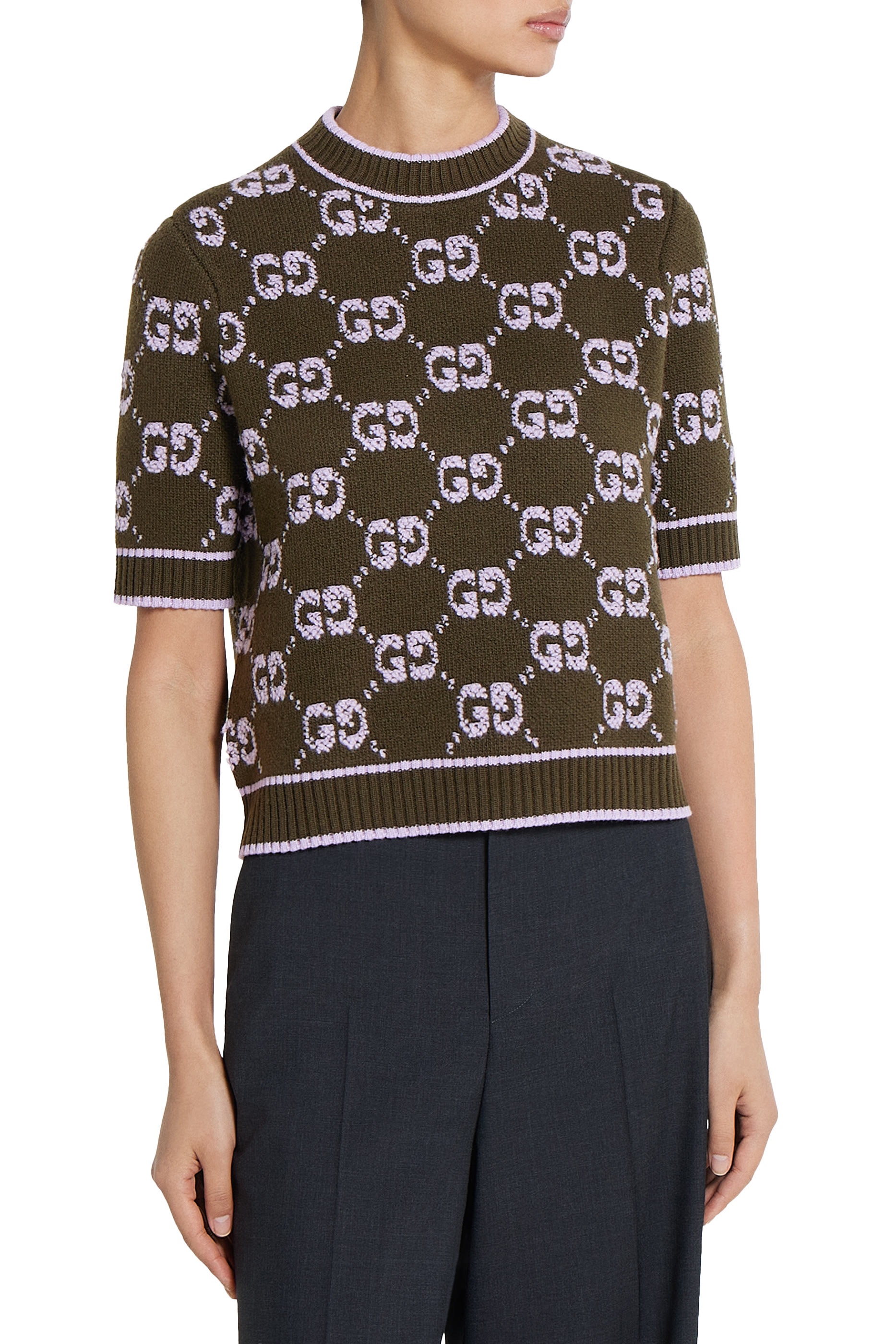  GG Wool Boucl&eacute; Jacquard Top 