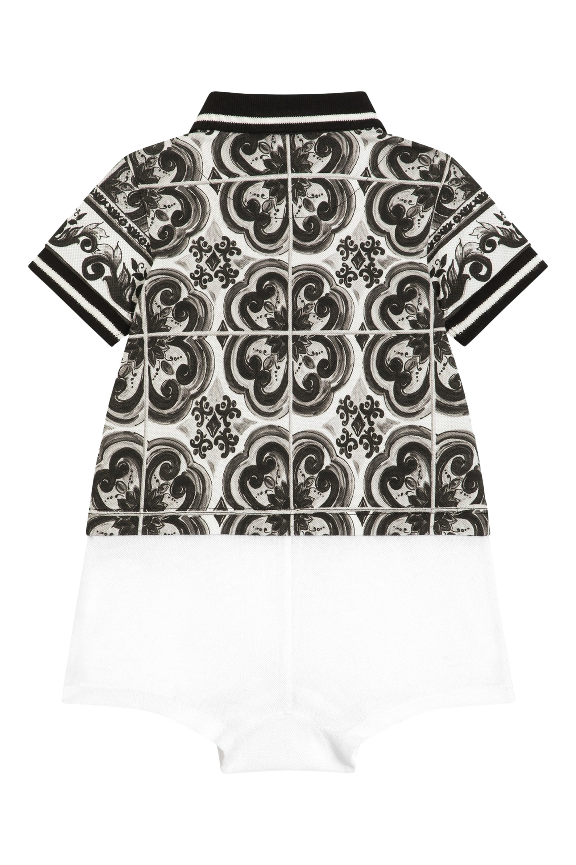 Kids Majolica-Print Short-Sleeved Pique Romper