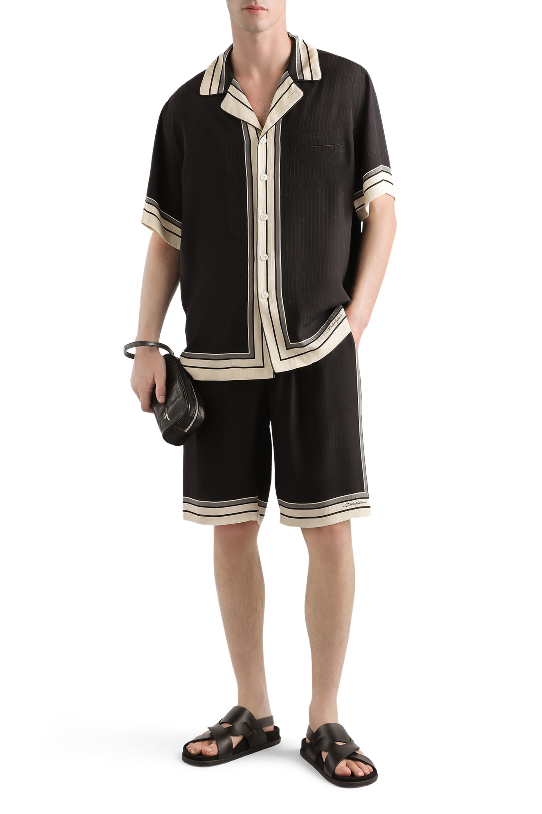 Logo and Stripe-Print Vanity Silk Bermuda Shorts