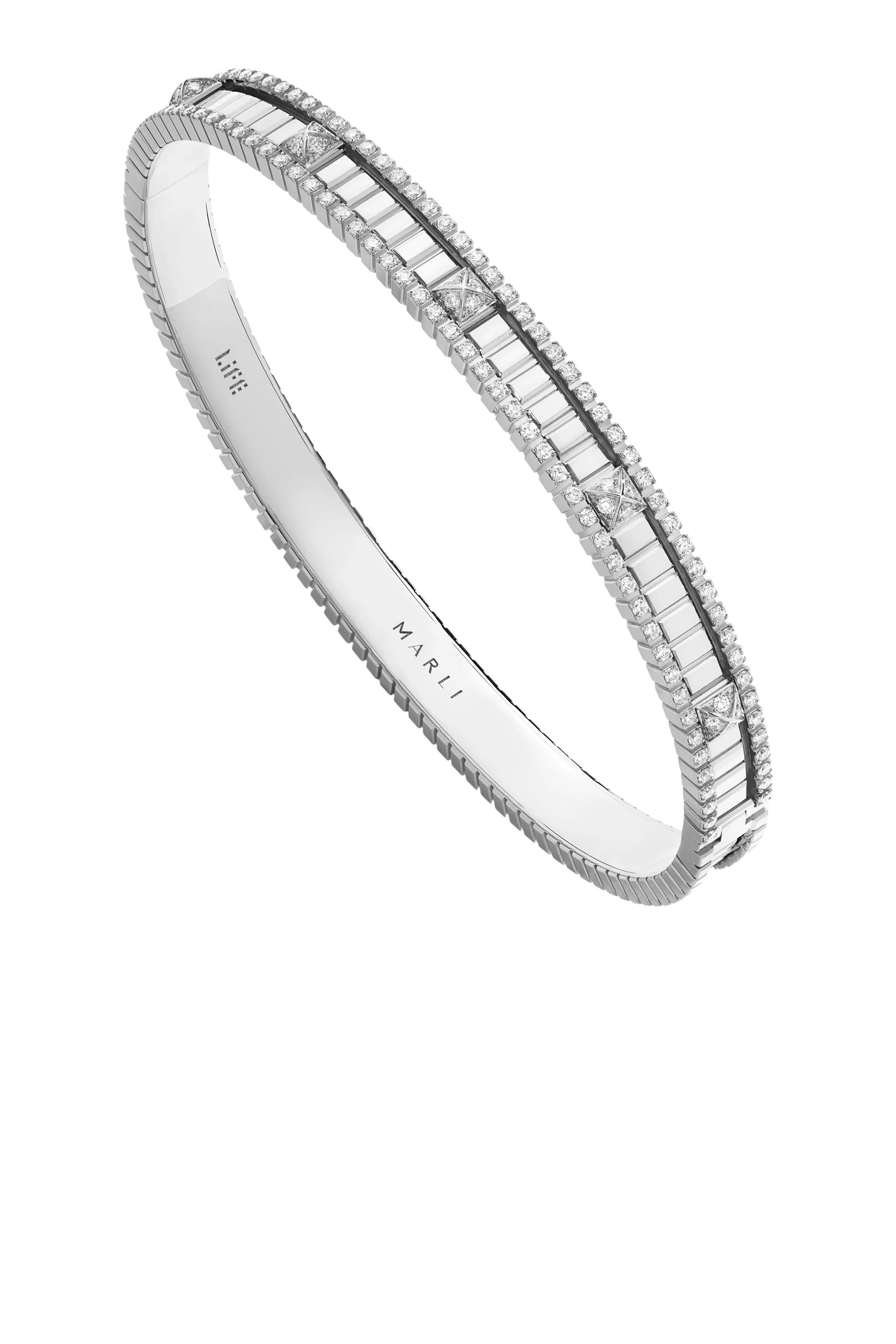 LIFE Hinged Bangle, 18K White Gold & Diamonds