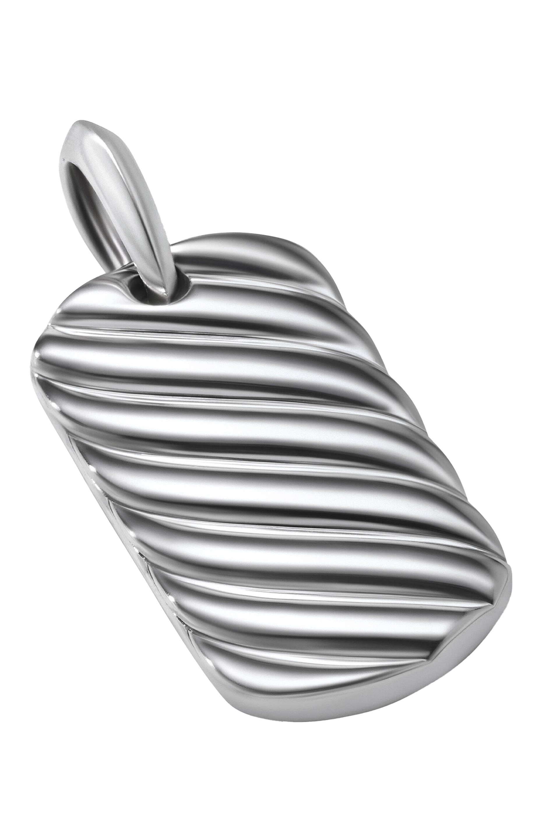 Sculpted Cable Tag, Sterling Silver