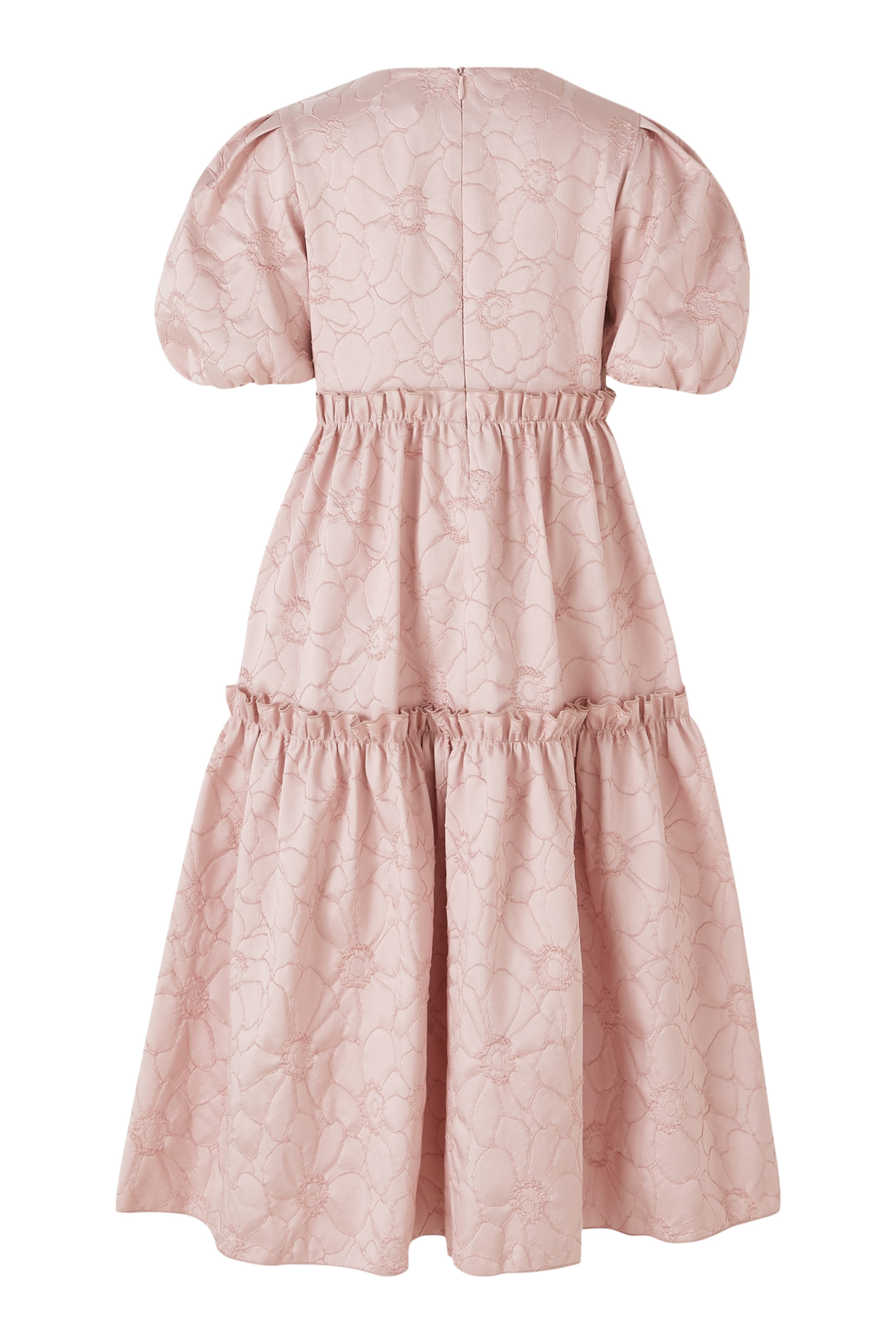 Kids 3D Flowers Puffy Sleeves Dress