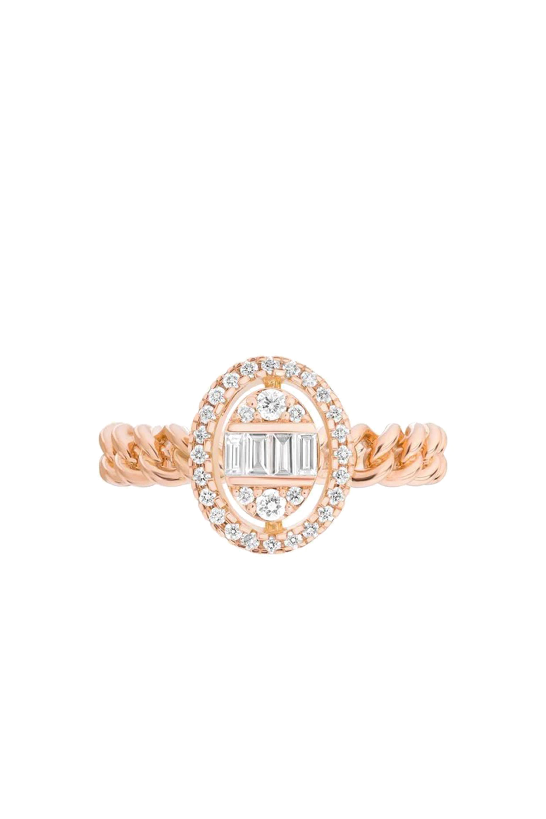 Quwa Square Ring, 18K Rose Gold & Diamonds
