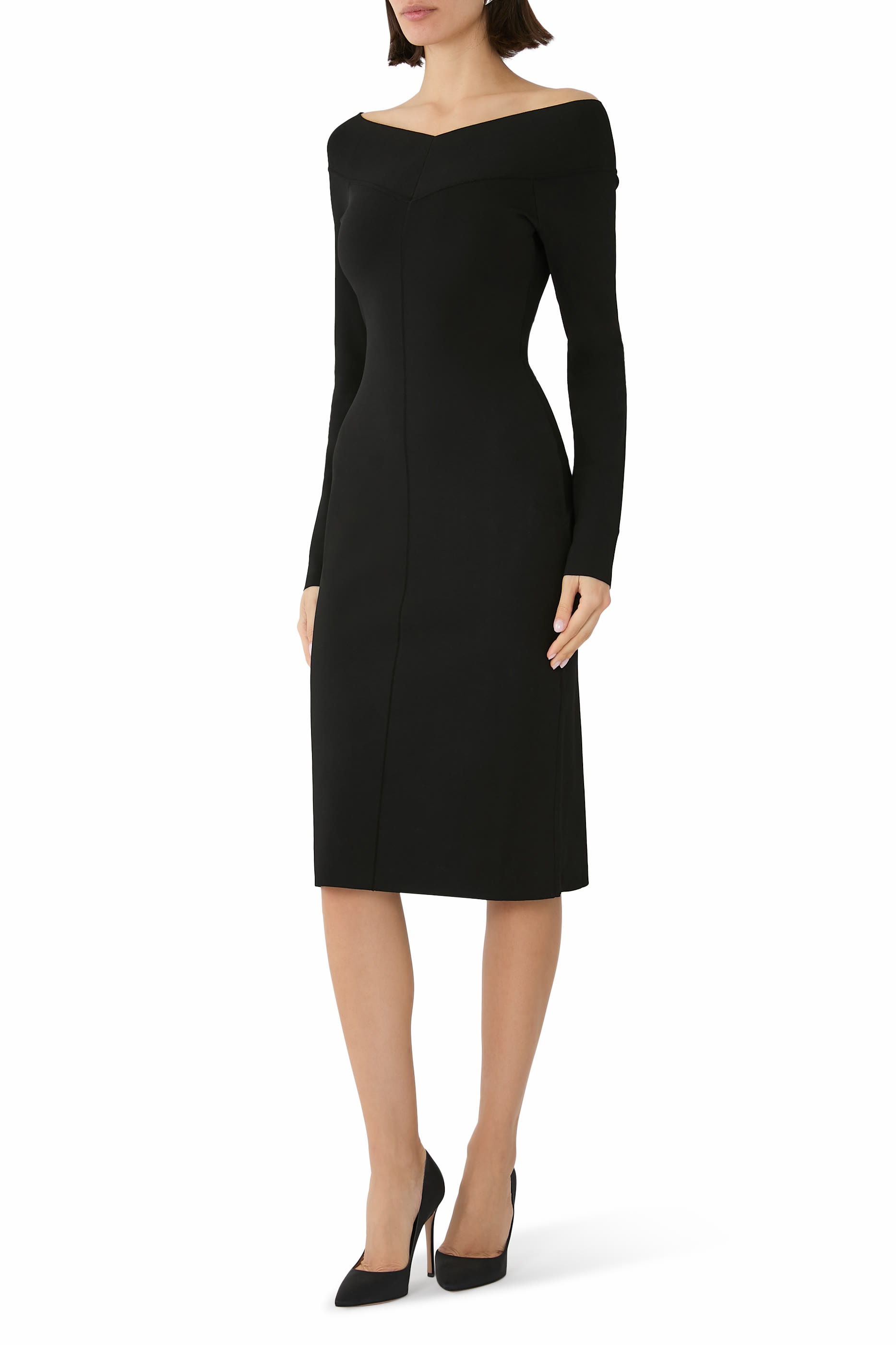 Sheer Long Sleeves Mesh Midi Dress