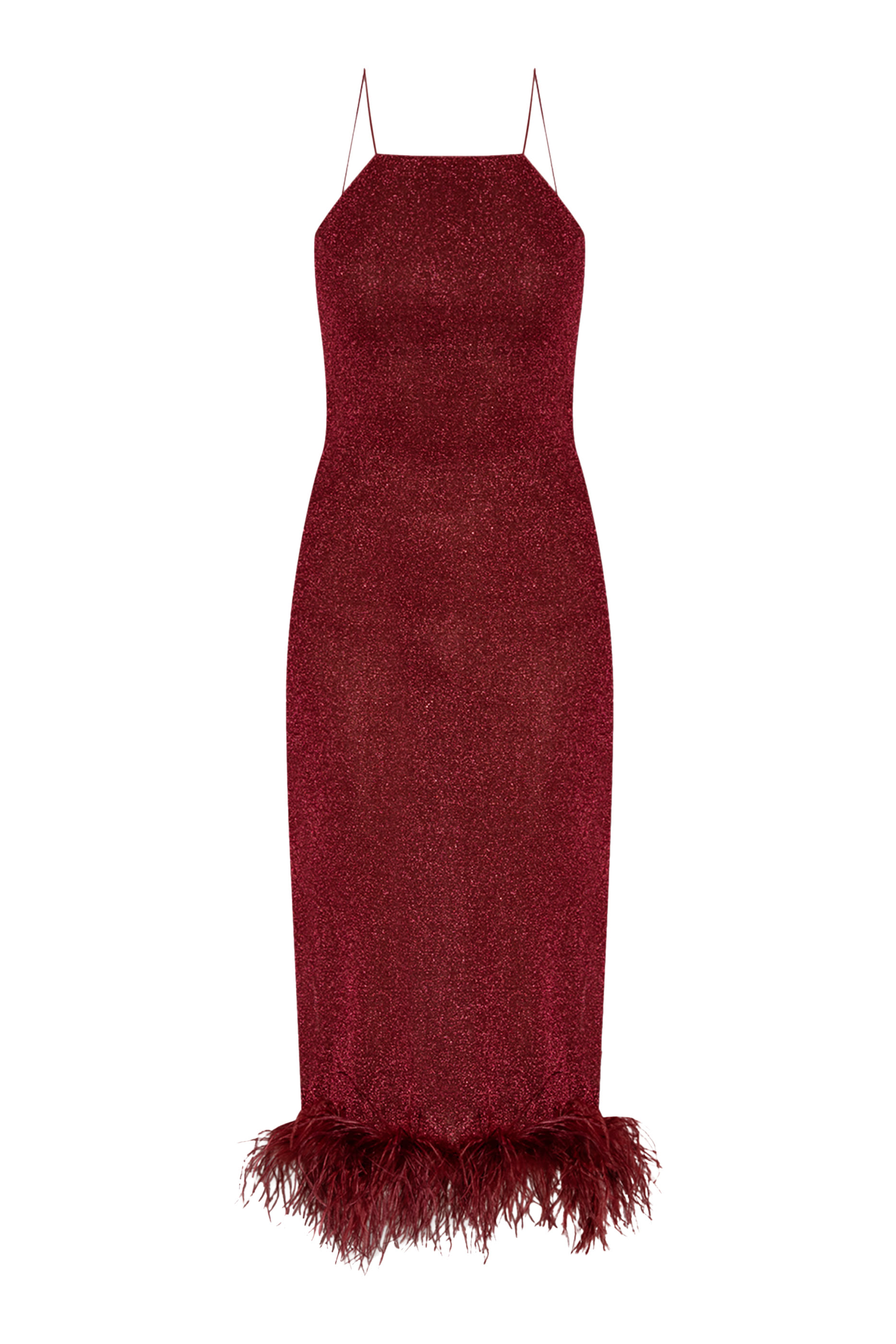 Lumiere Lurex Feather-Trimmed Midi Dress