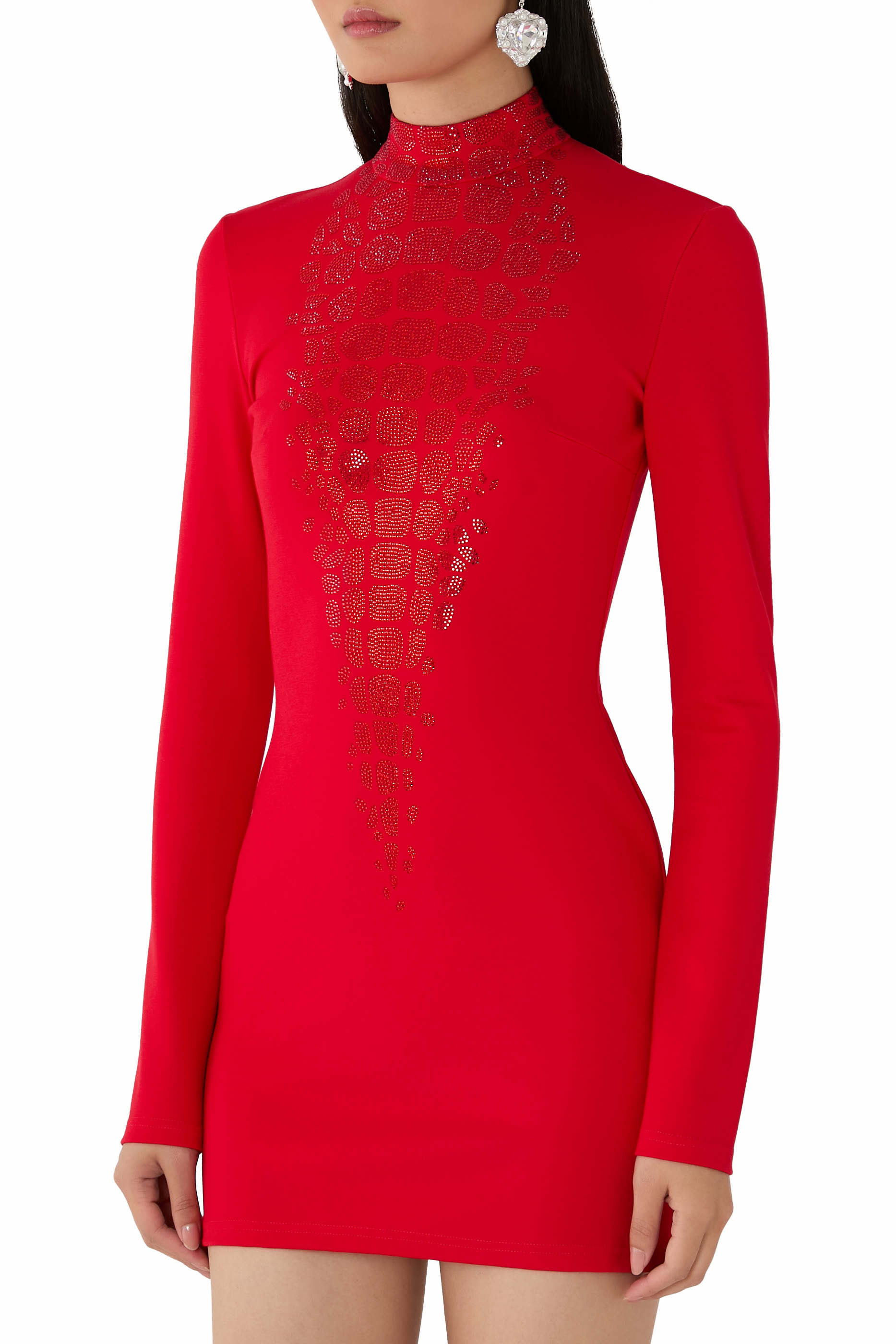 Croc Rhinestone Embellished Mini Dress