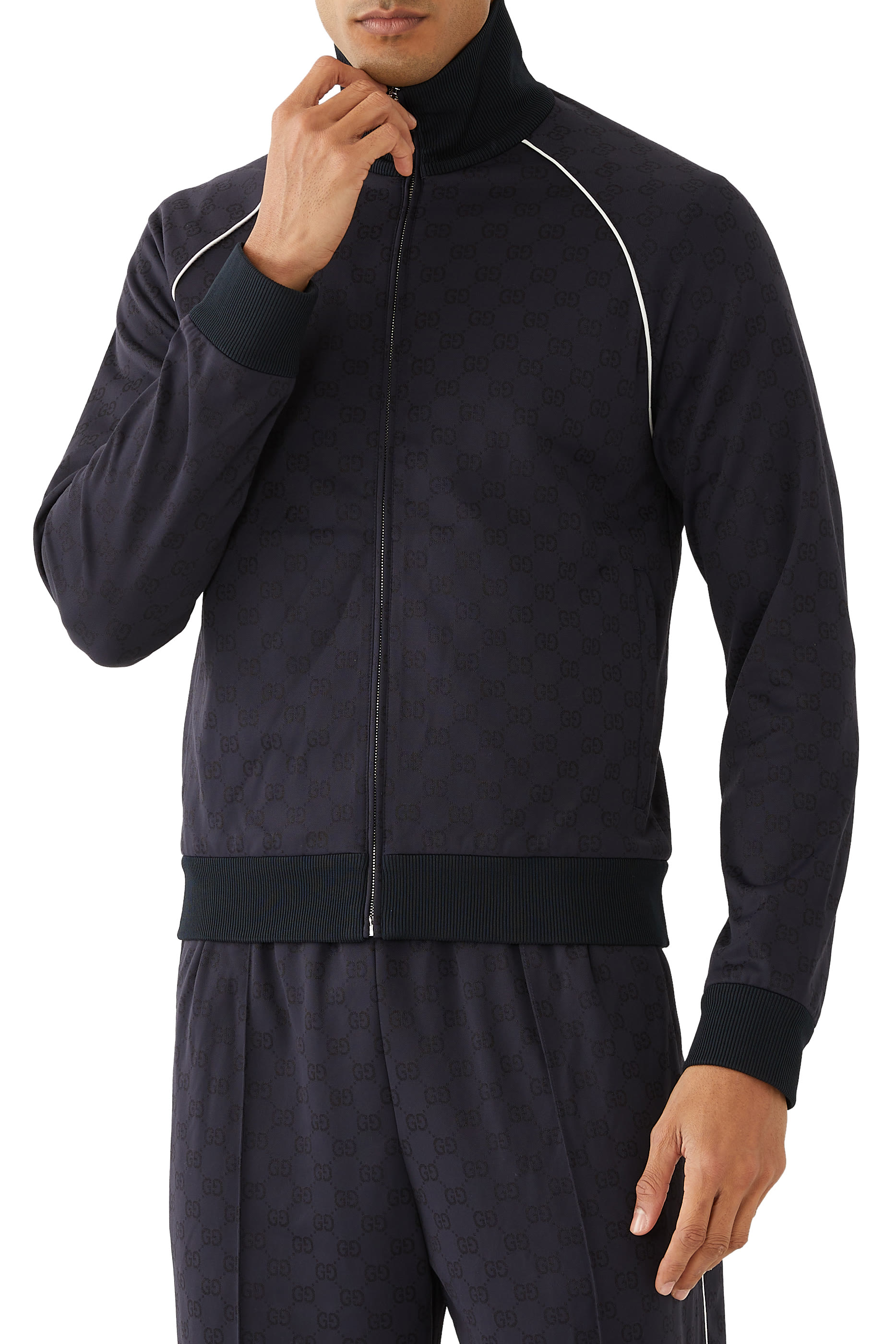 GG Nylon and Jersey Zip Jacket