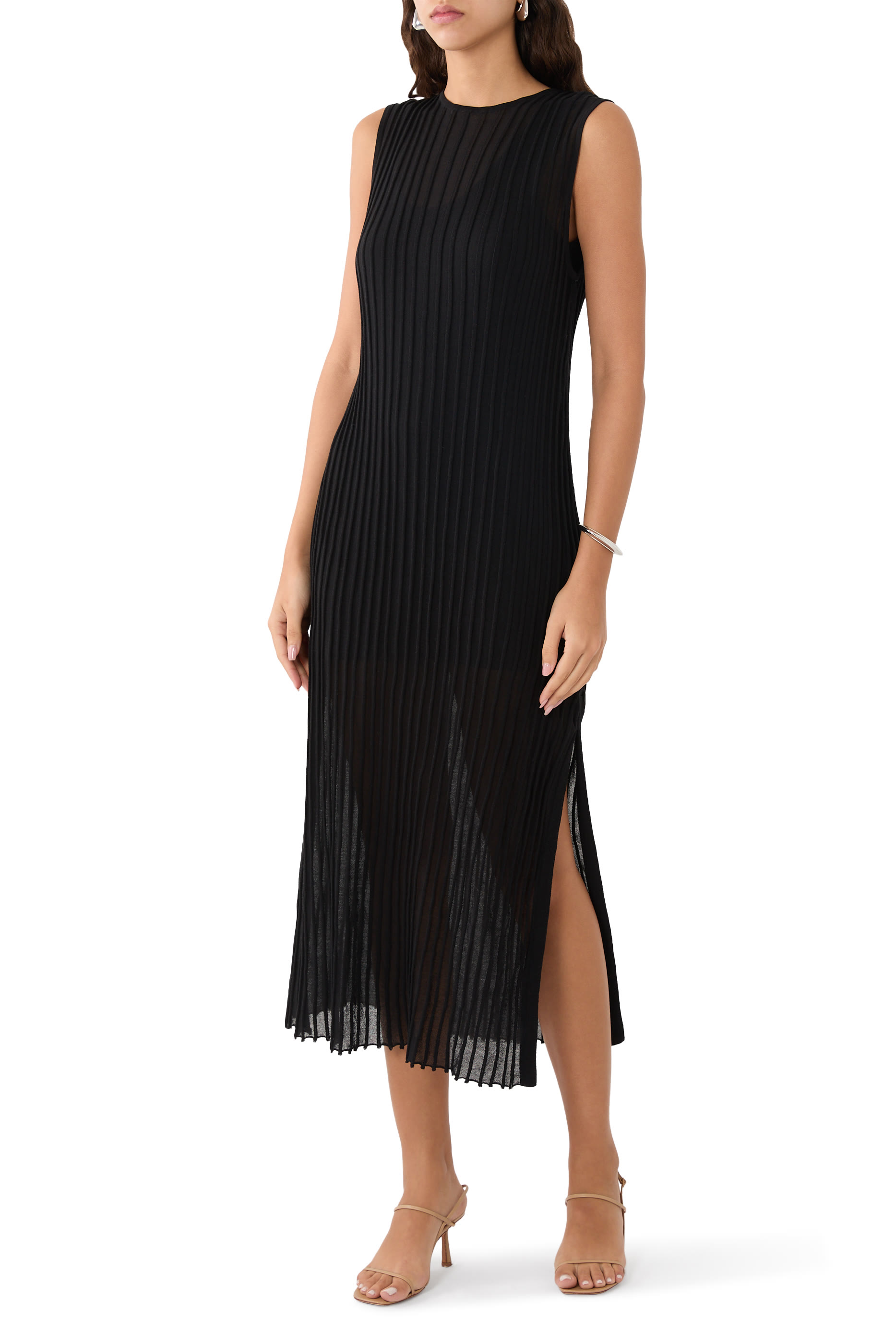 Ada Sleeveless Long Knit Dress with Split