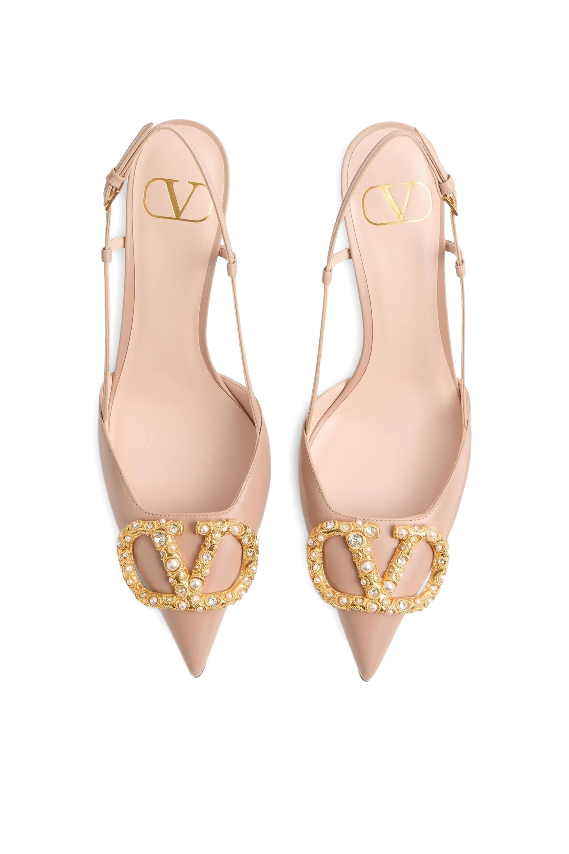  VLogo Signature 80 Slingback Calfskin Pumps with Jewel Logo 