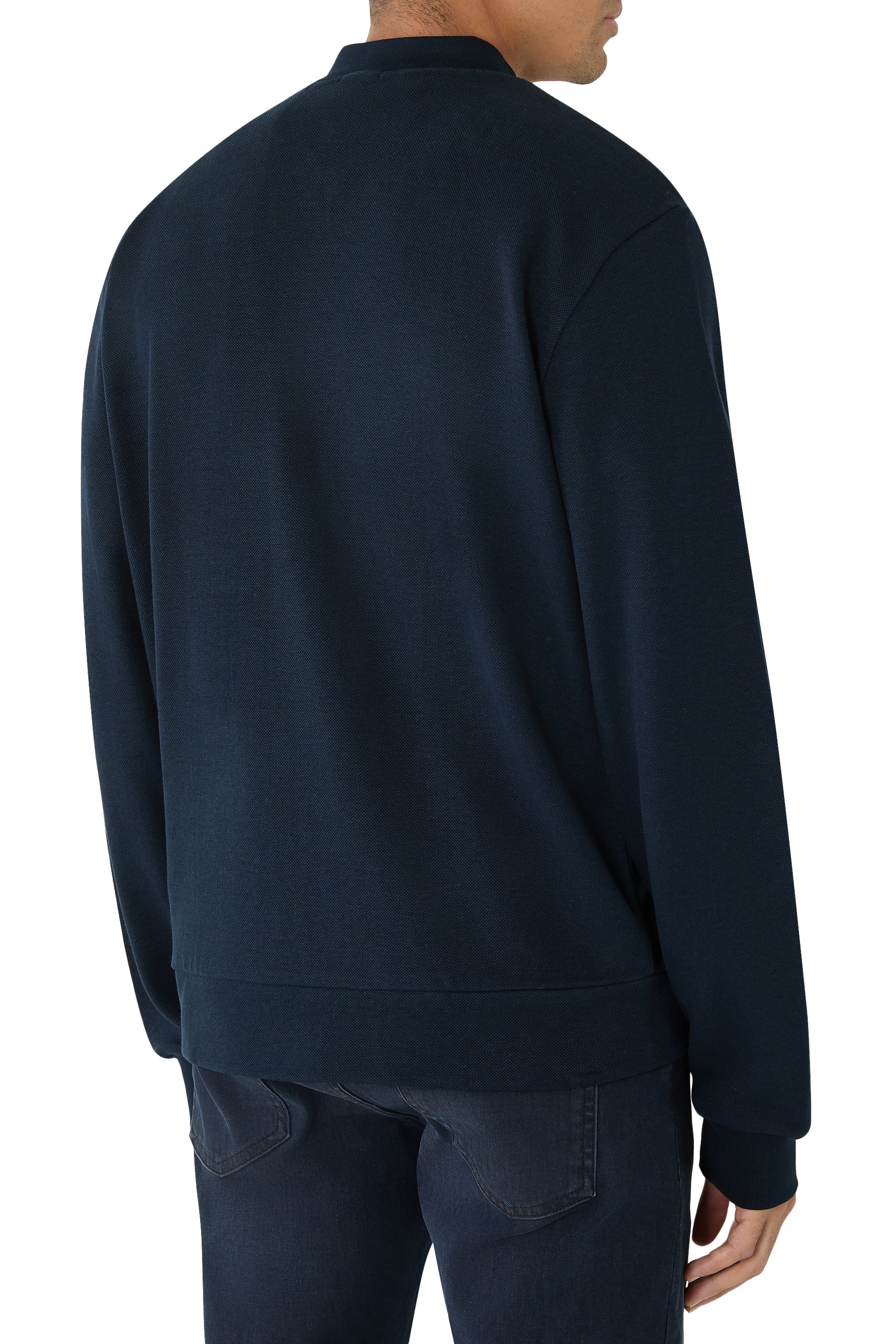 Zip-Up Cotton-Linen Piqu&eacute; Sweatshirt